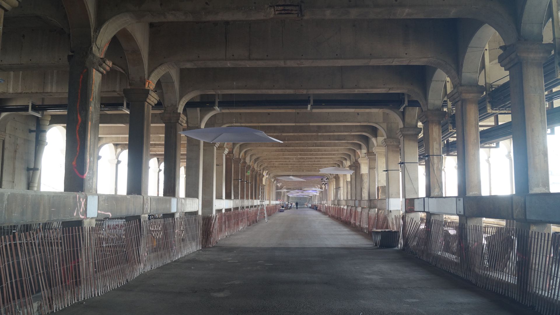The underside of the Veterans Memorial Bridge in Cleveland 