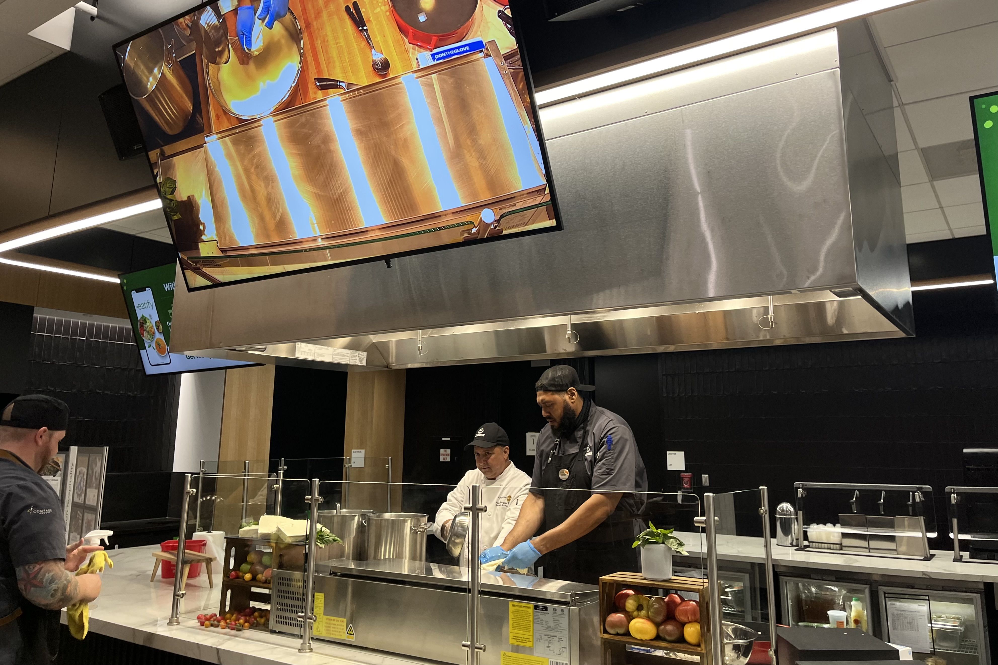 Chef works behind a station