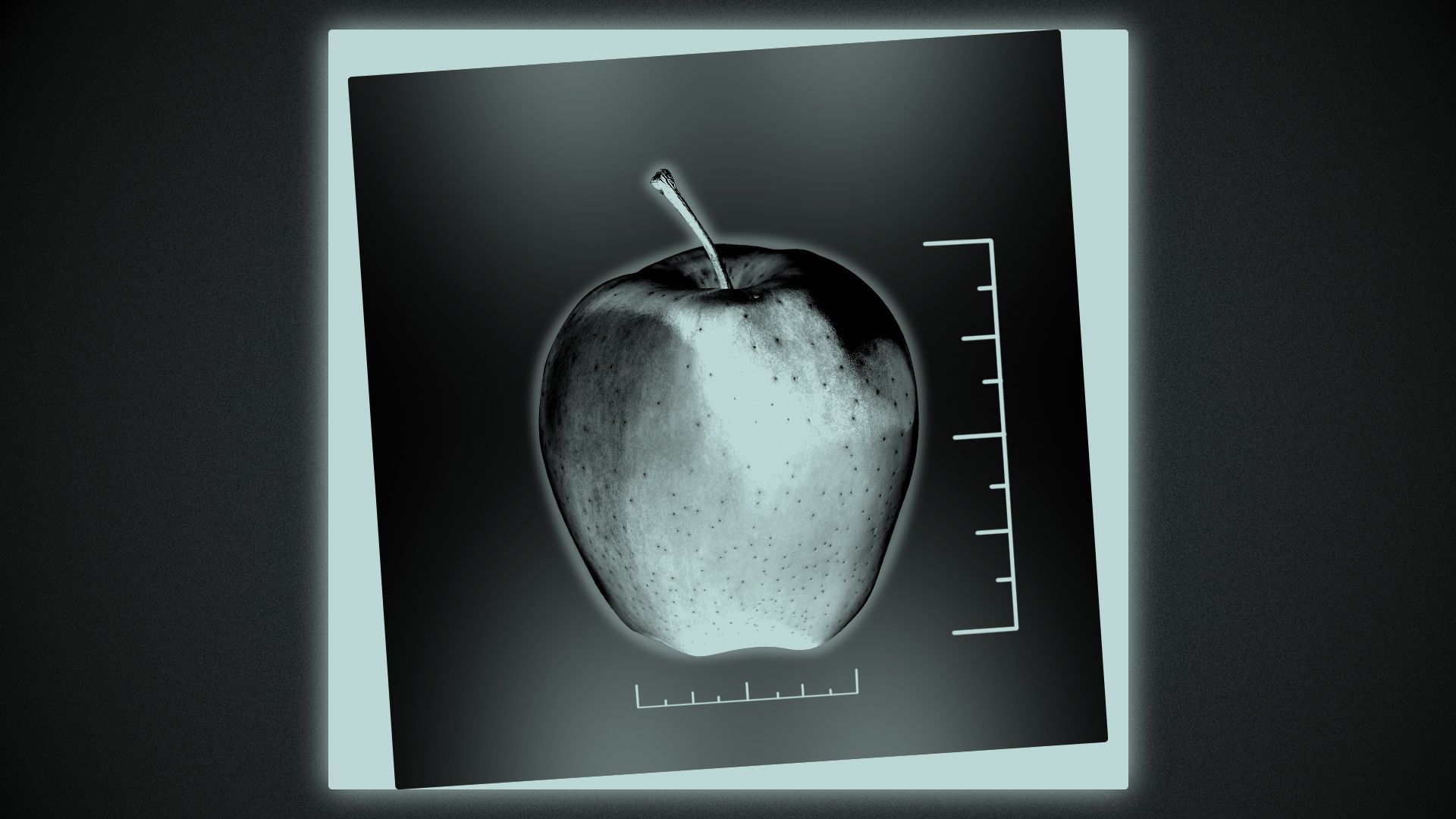 Illustration of an x-ray image of an apple.