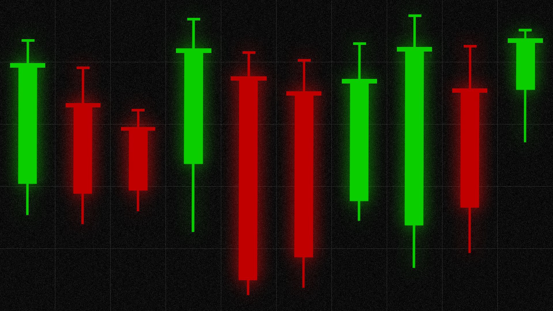an illustration of a stock market candlestick graph made out of syringes