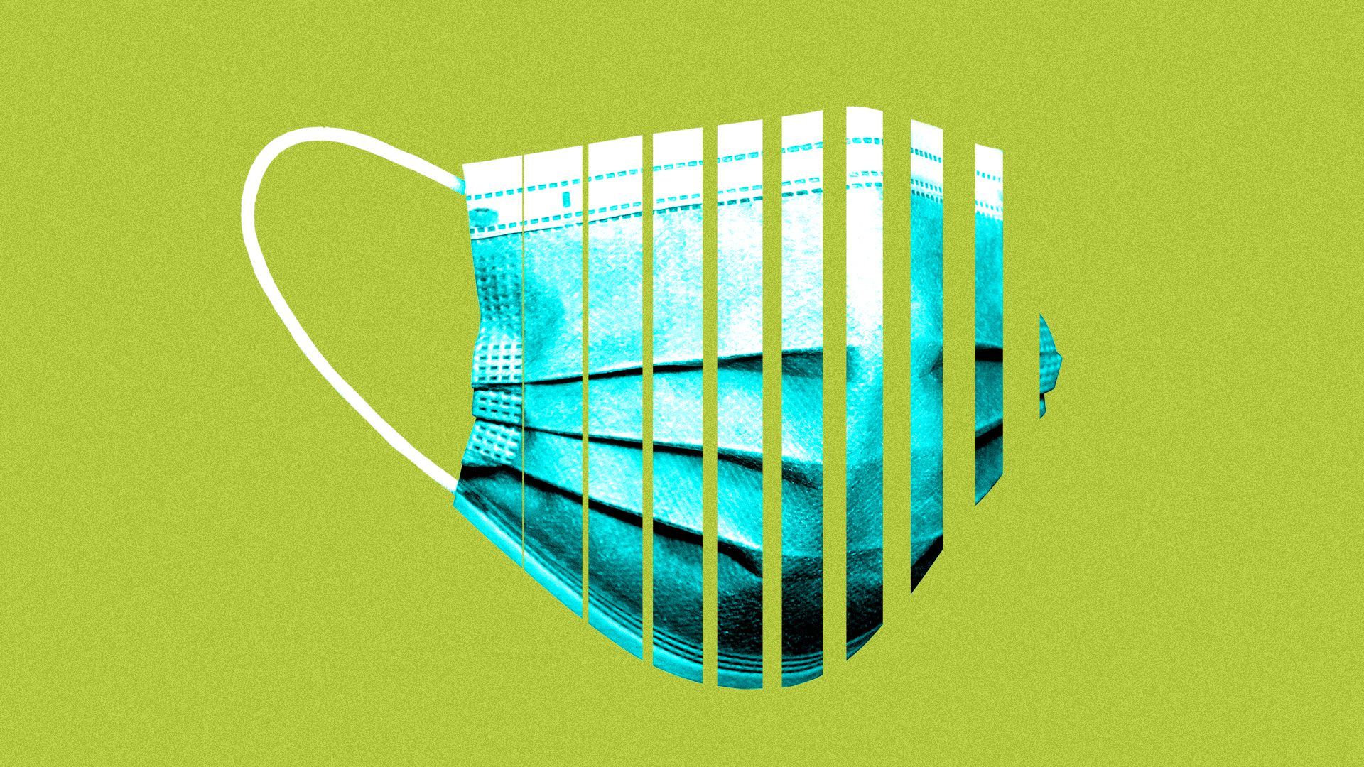 Illustration of a covid mask fading left to right.