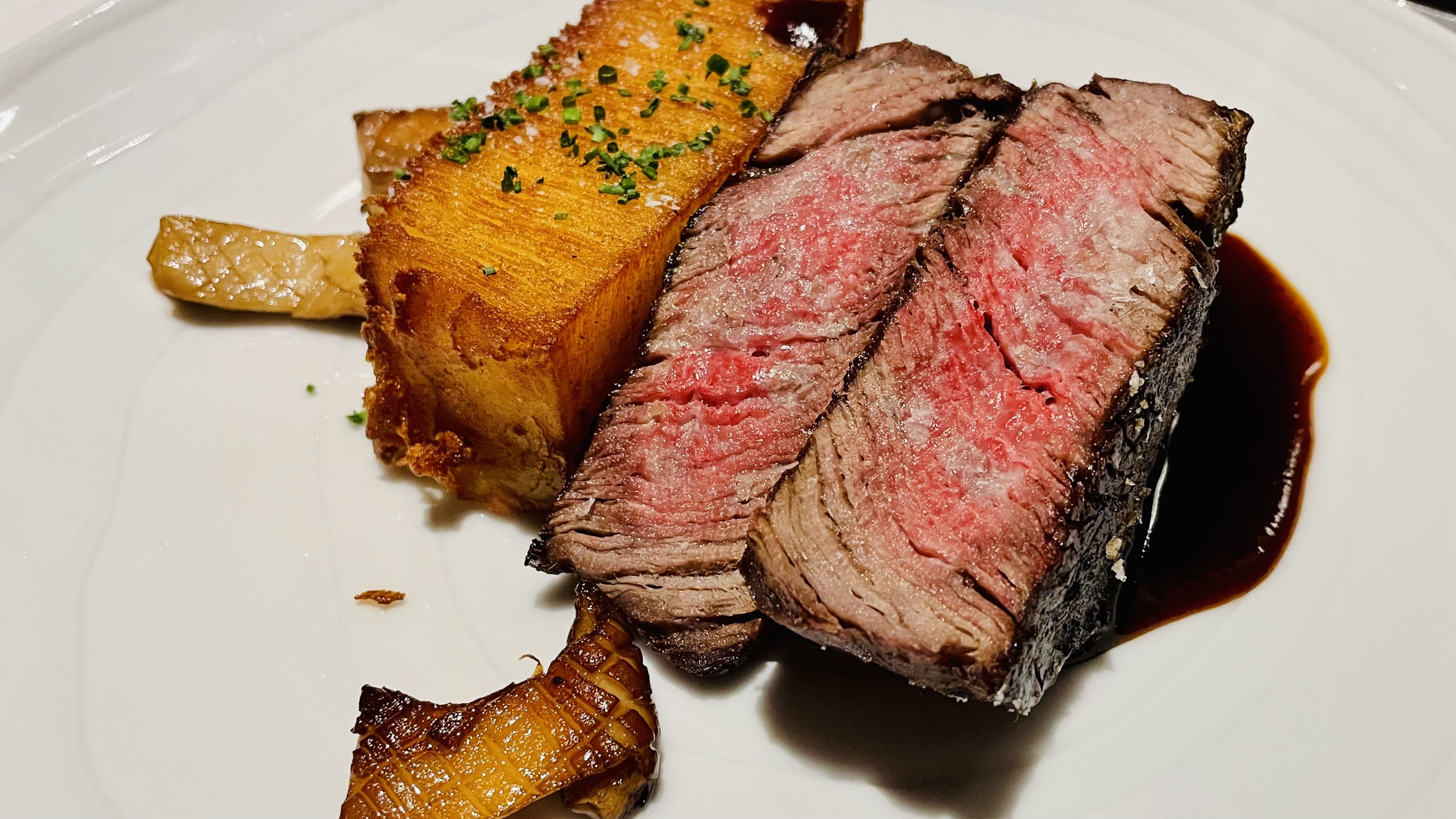 A photo of steak from Oak Park restaurant.