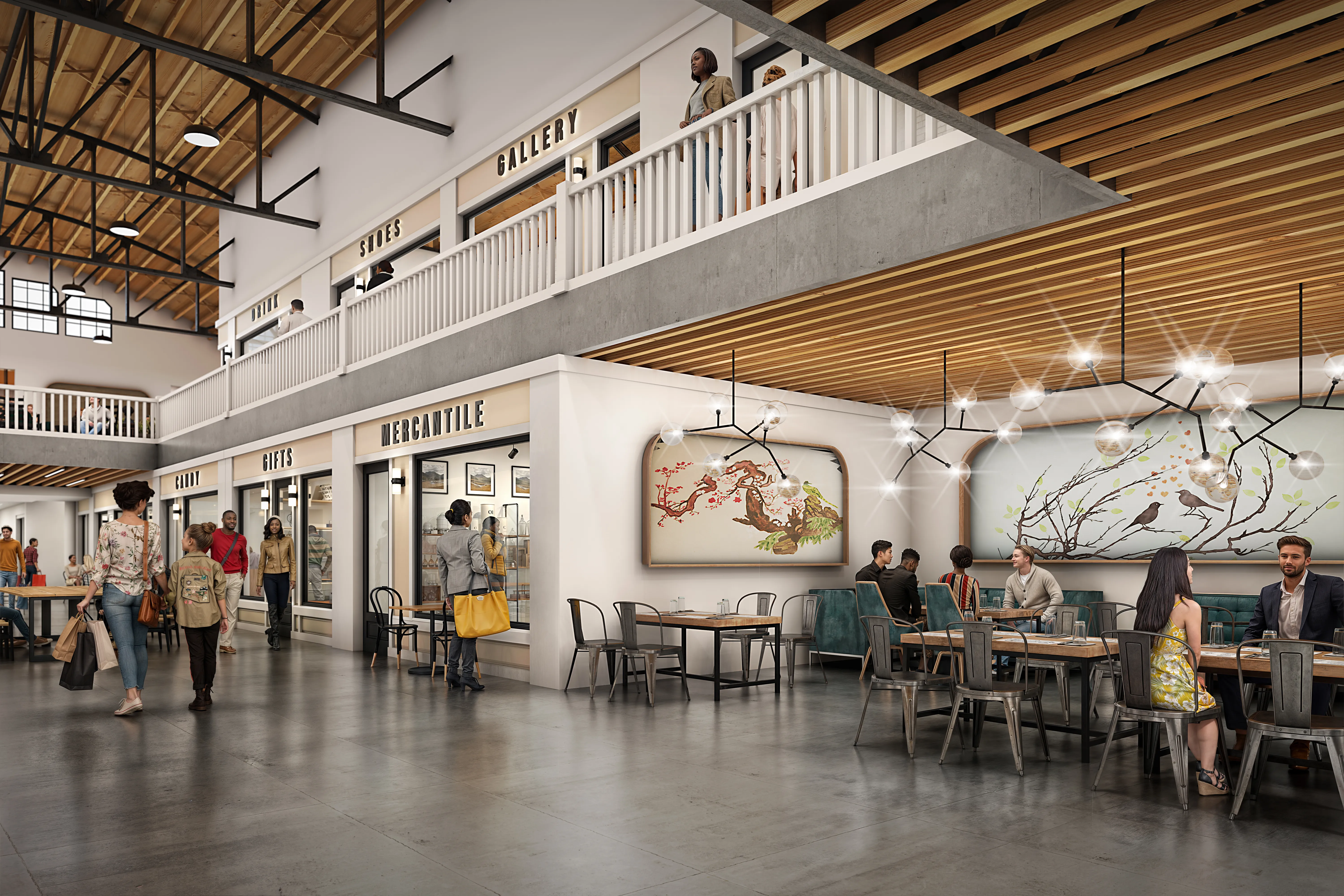 Rendering of restaurant in a shopping arcade