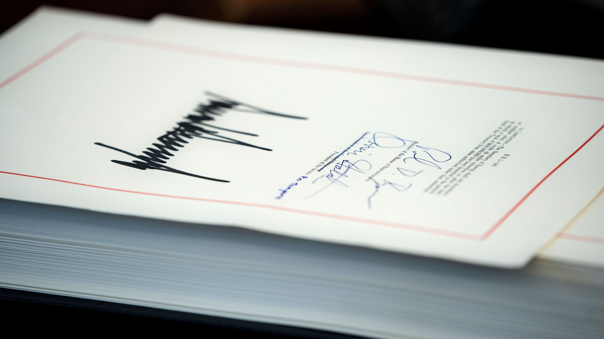 Trump's signature on the tax law