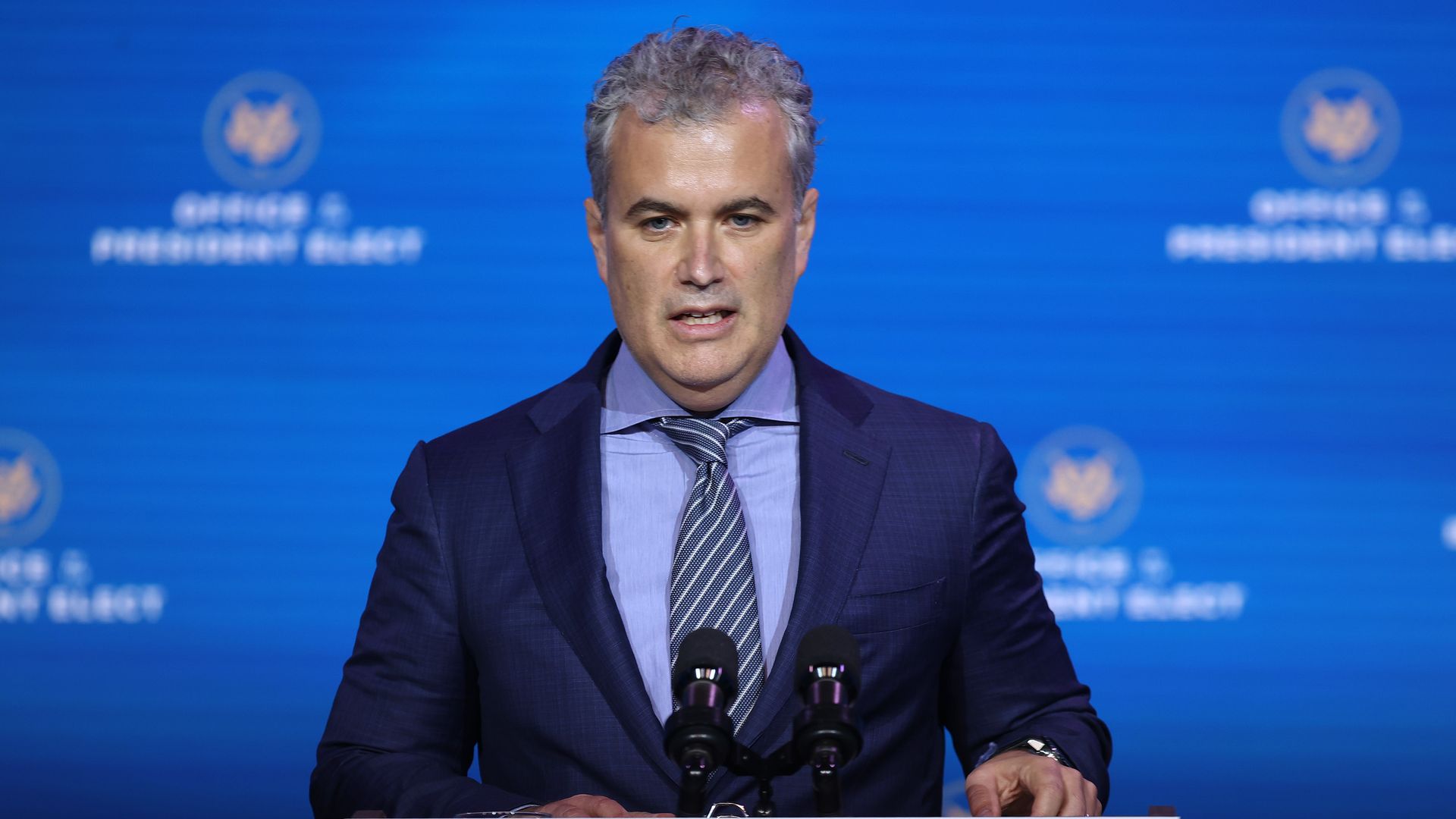 Jeff Zients, President-elect Joe Biden’s pick to head the White House’s coronavirus response, speaks during a news conference at the Queen Theater December 08, 2020 in Wilmington, Delaware.