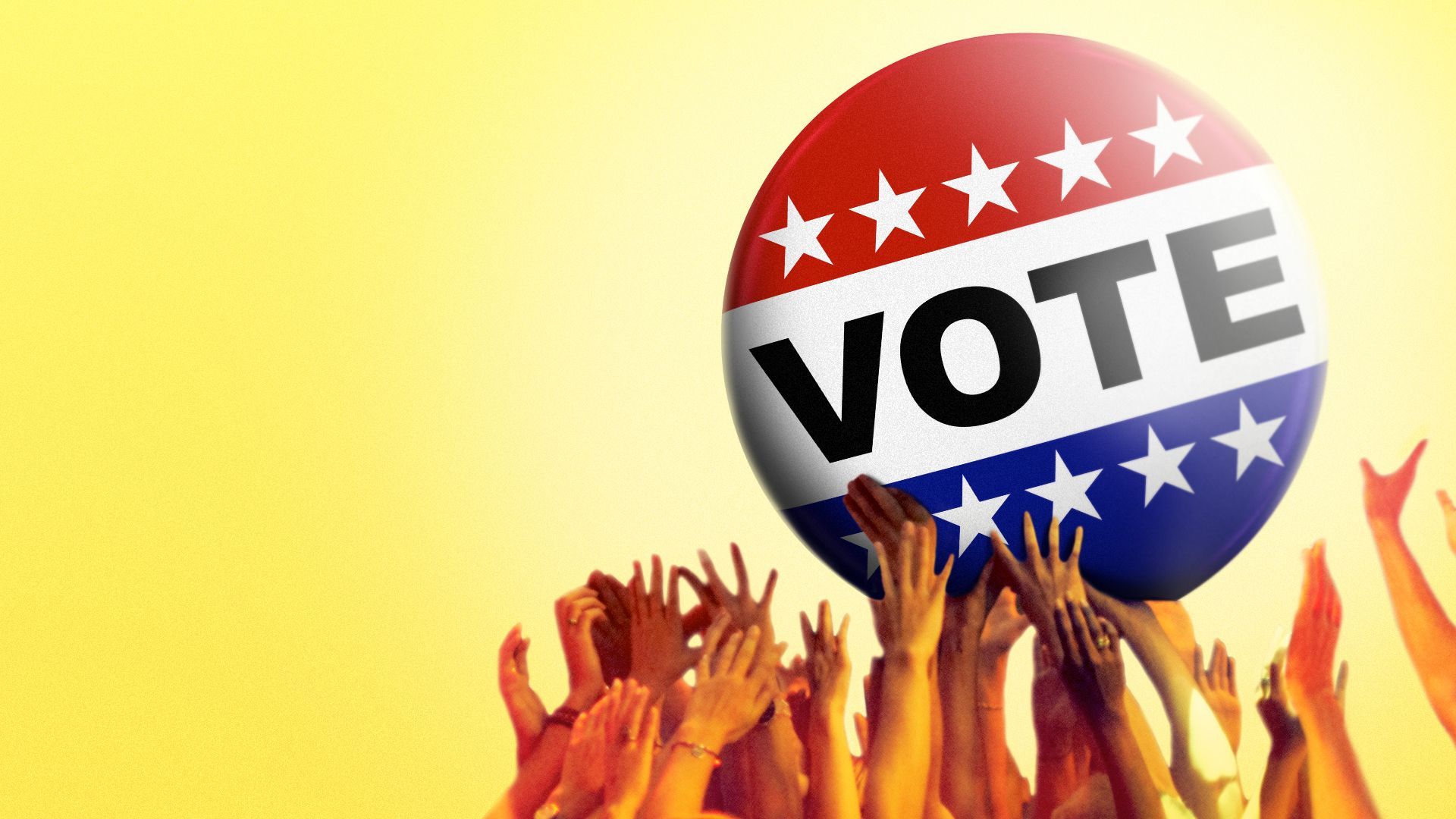 Illustration of a crowd surfing vote button.