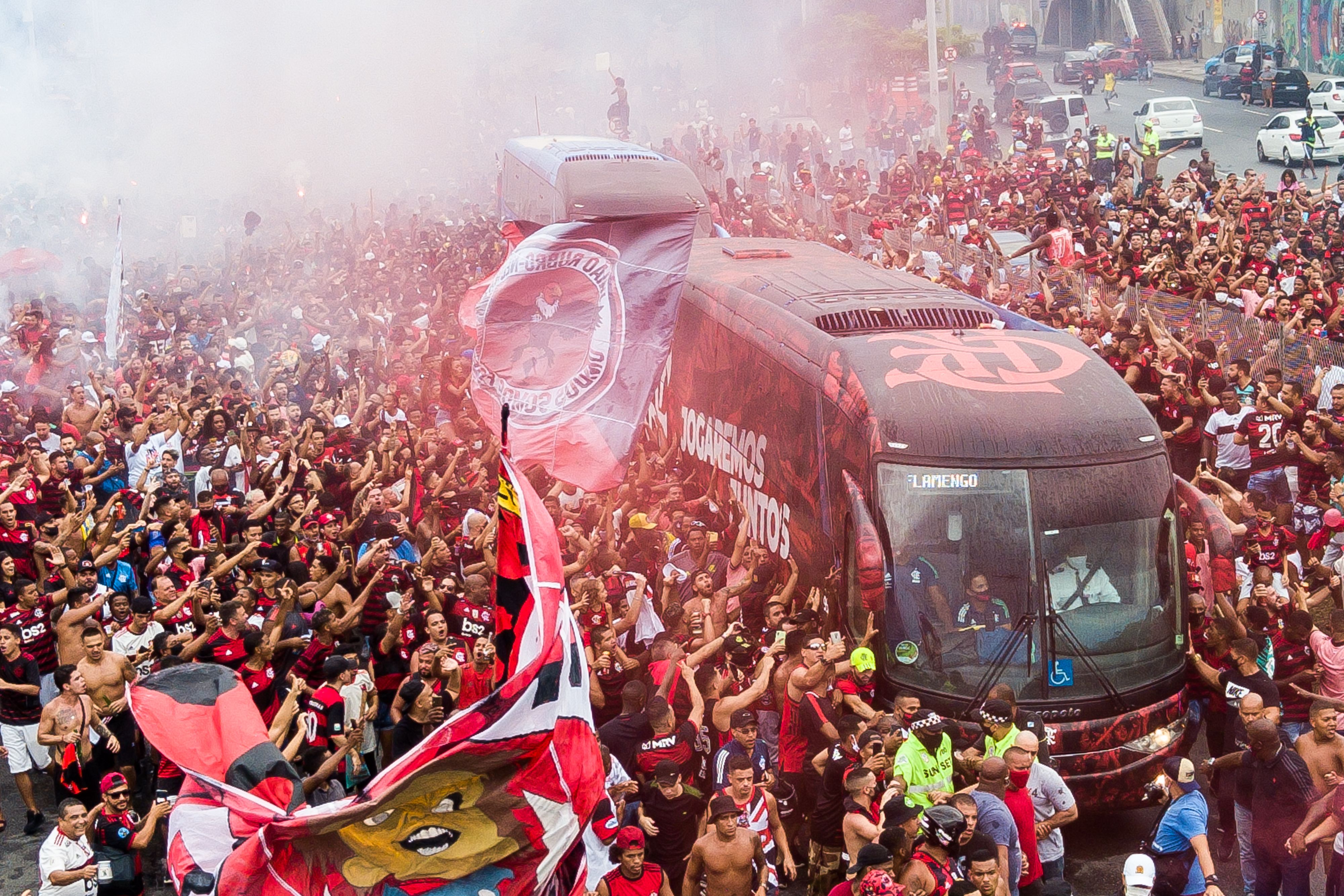 Soccer fans in the street