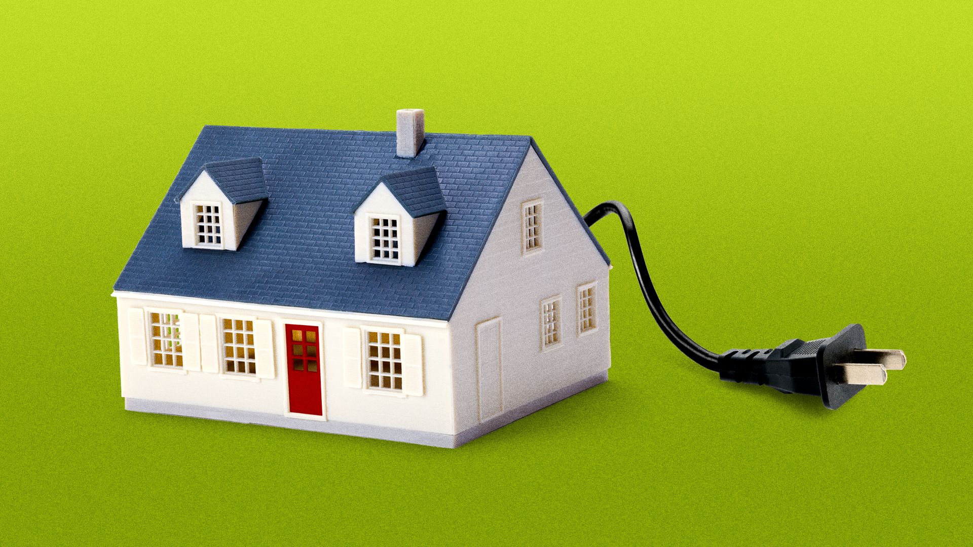 Illustration of a little house with an electrical cord that is unplugged. 