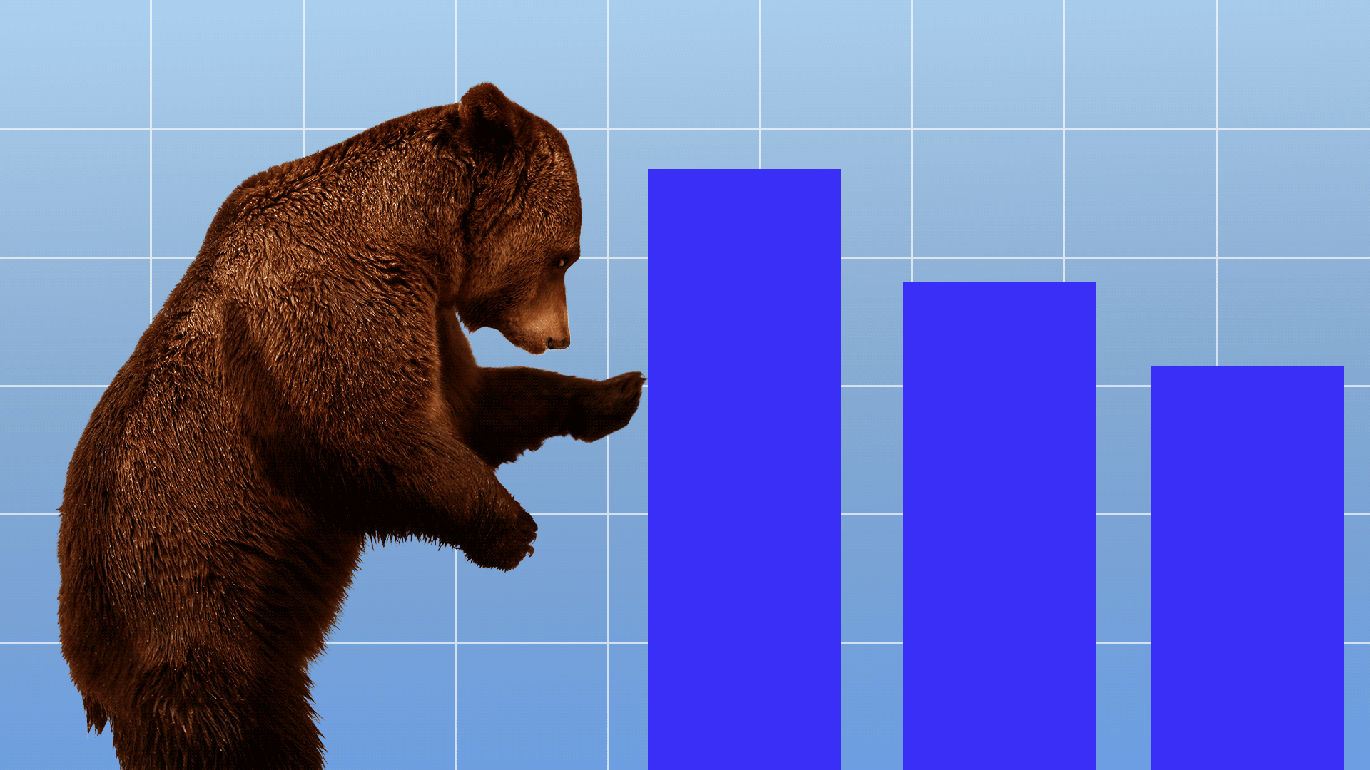 Gif of the bear market rocking a bar graph