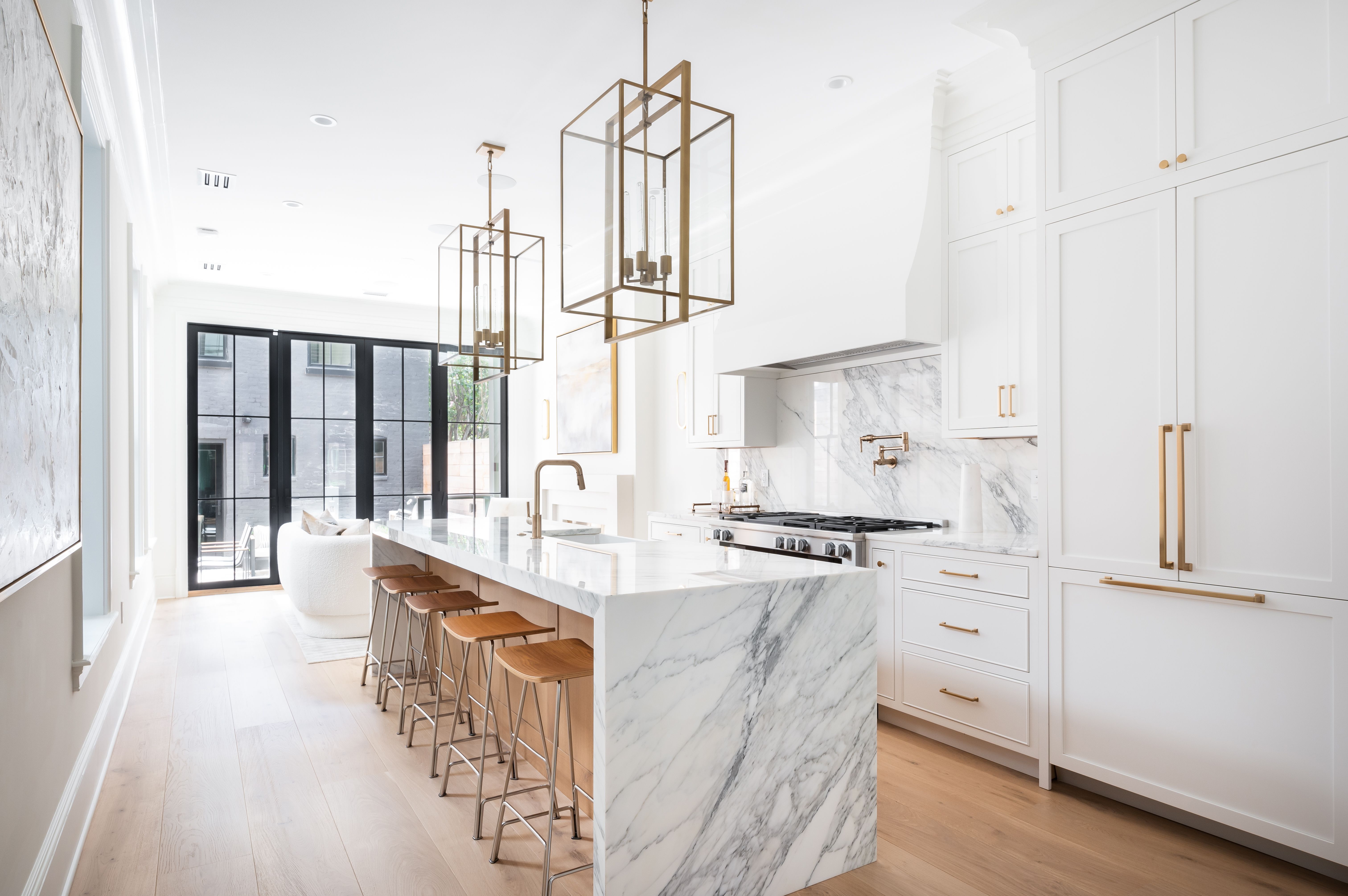 luxury kitchen with white cabinets