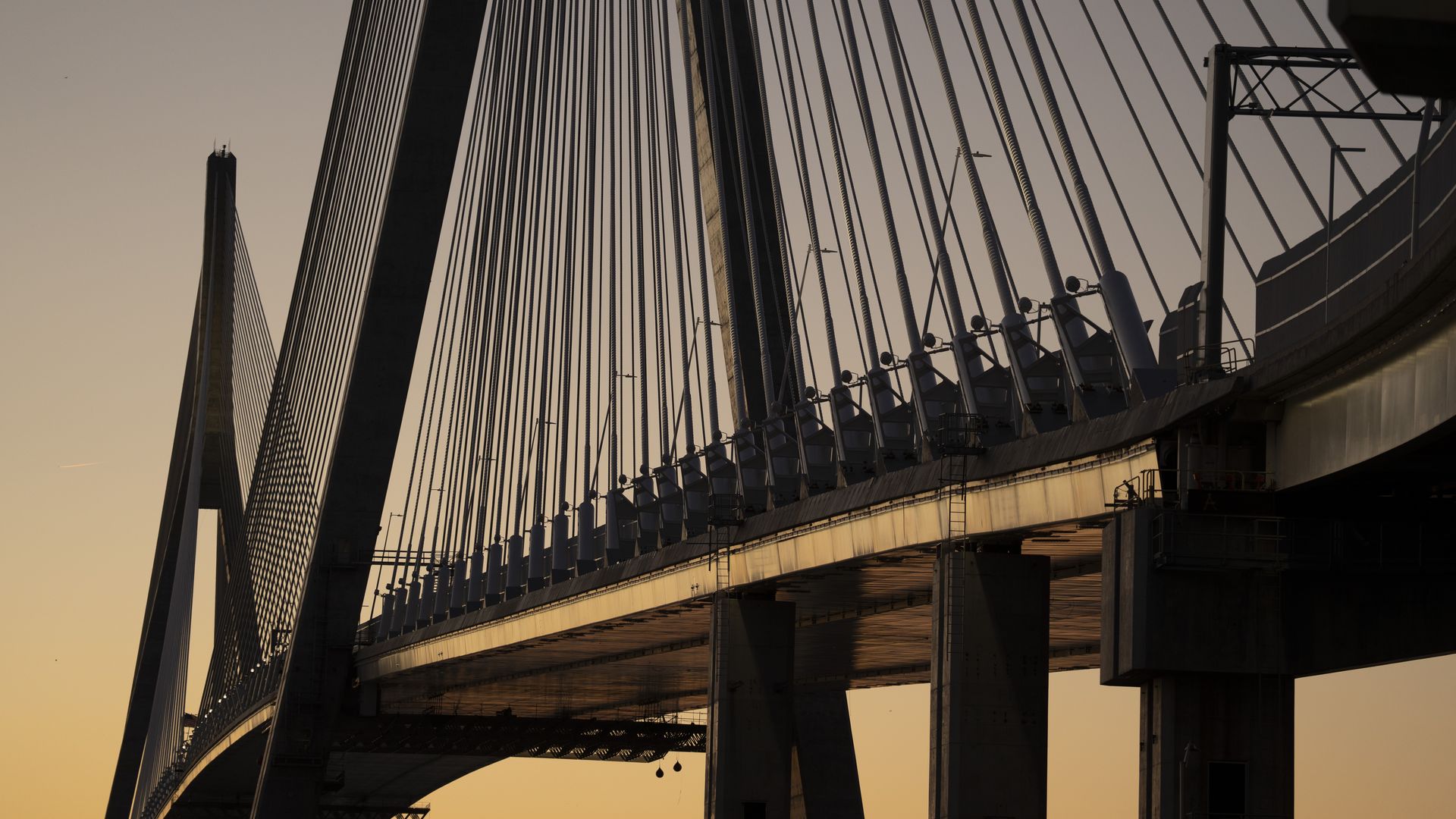 A shot of the bridge with soft sunlight on it