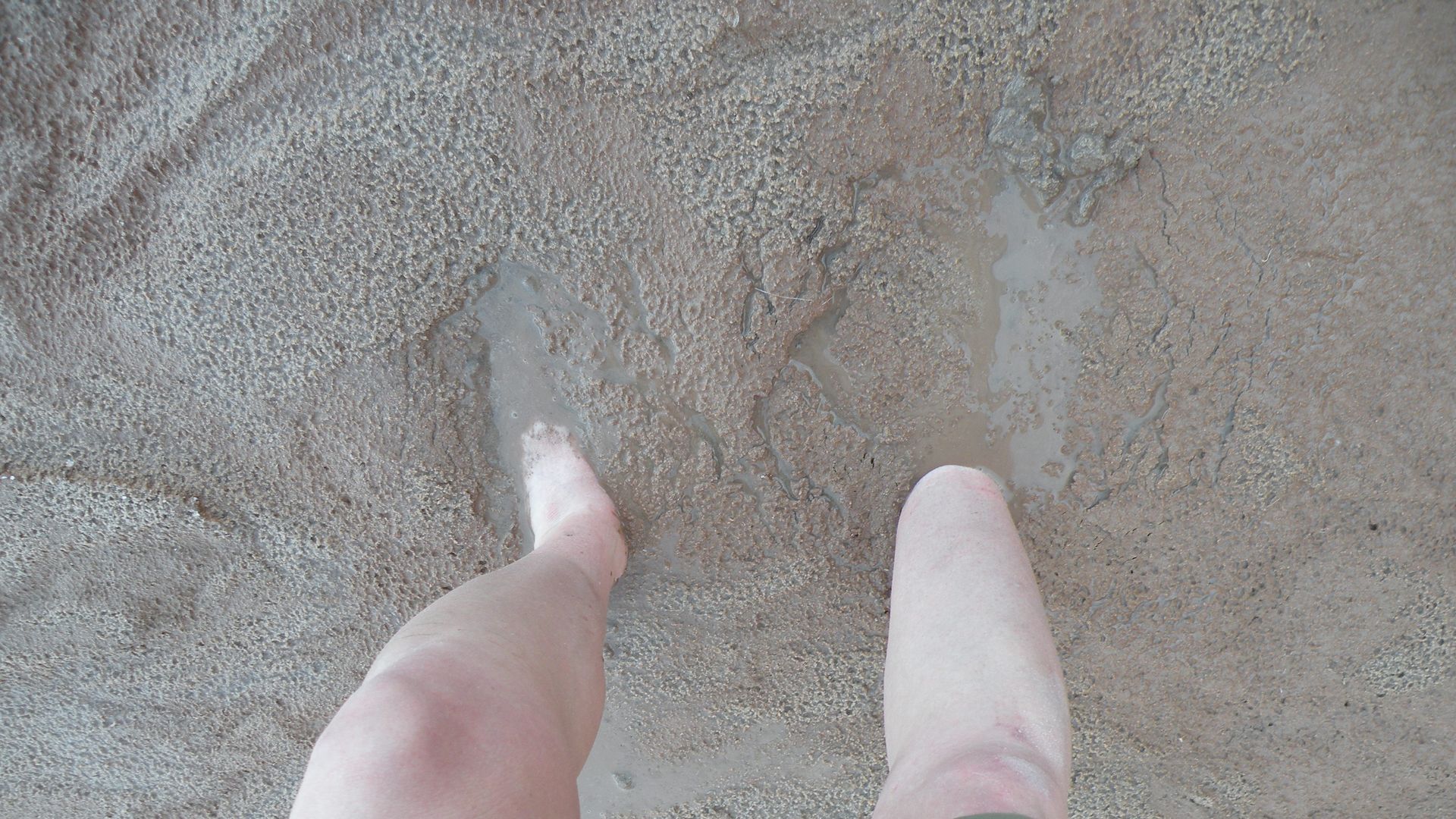 A foot and ankle stuck in the mud