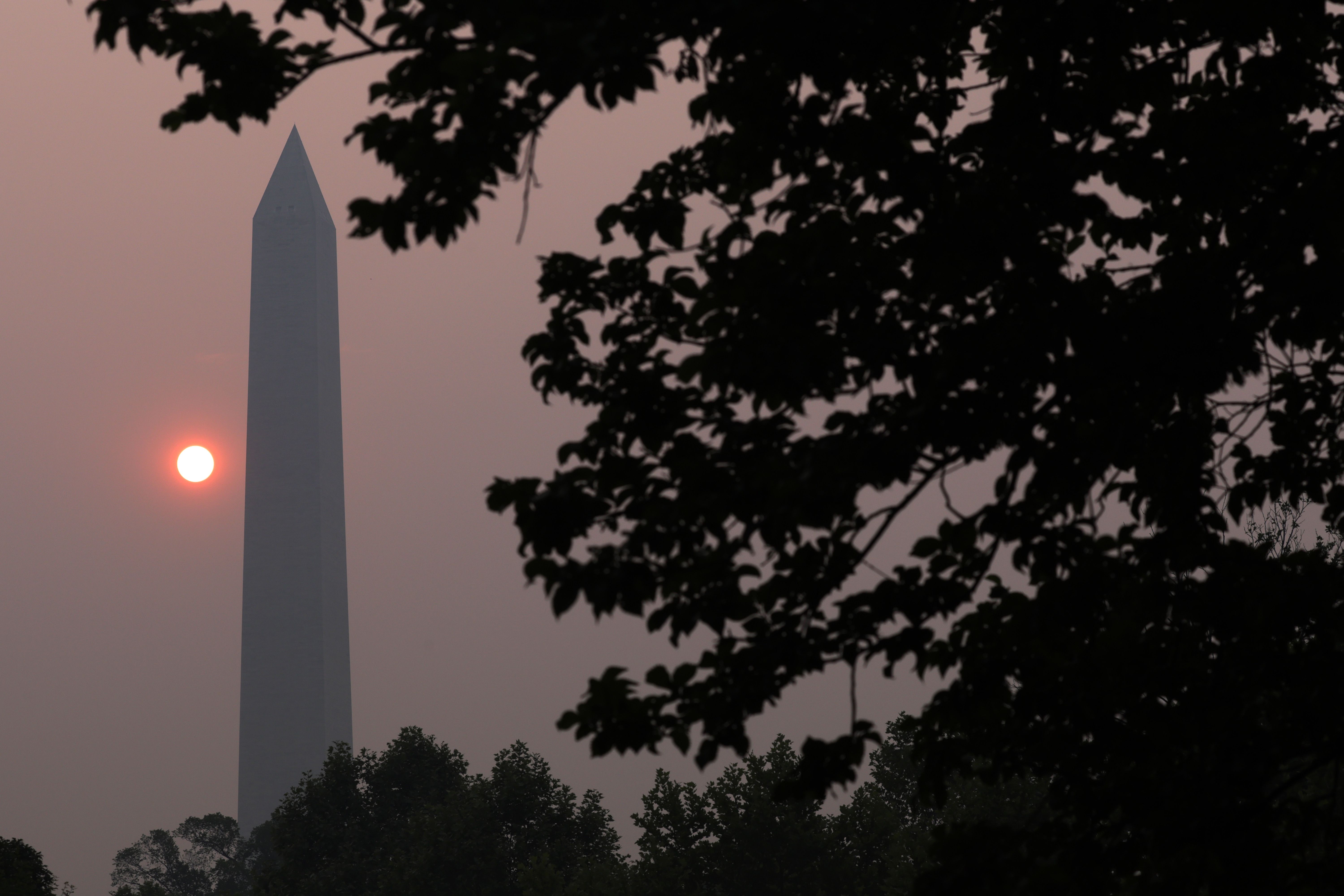 A smokey haze before the  Washington Memorial in Washington, D.C., on June 8.
