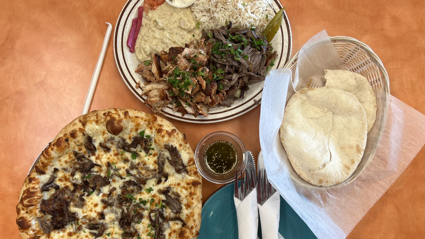 Shawarma pizza at Shawarma Bistro Axios Richmond