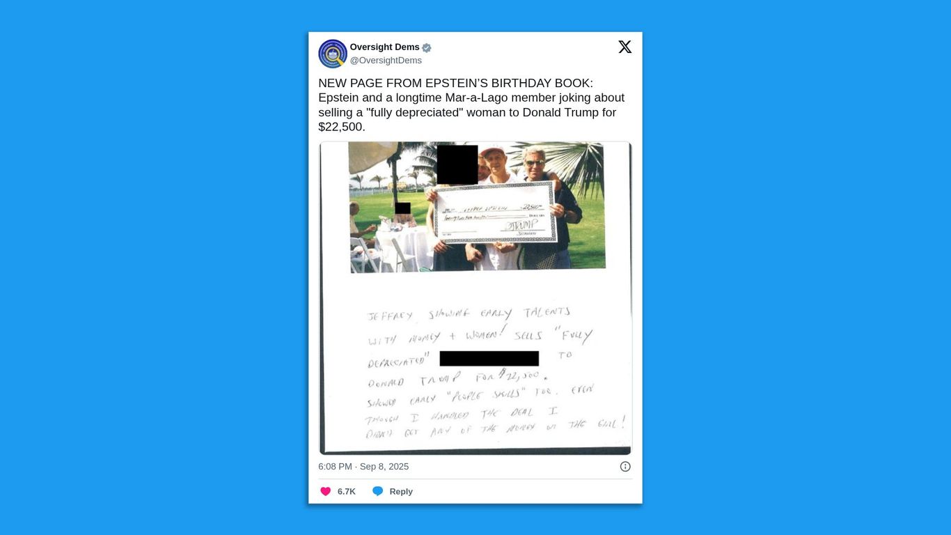 House Democrats post 2nd Epstein birthday book page referencing Trump