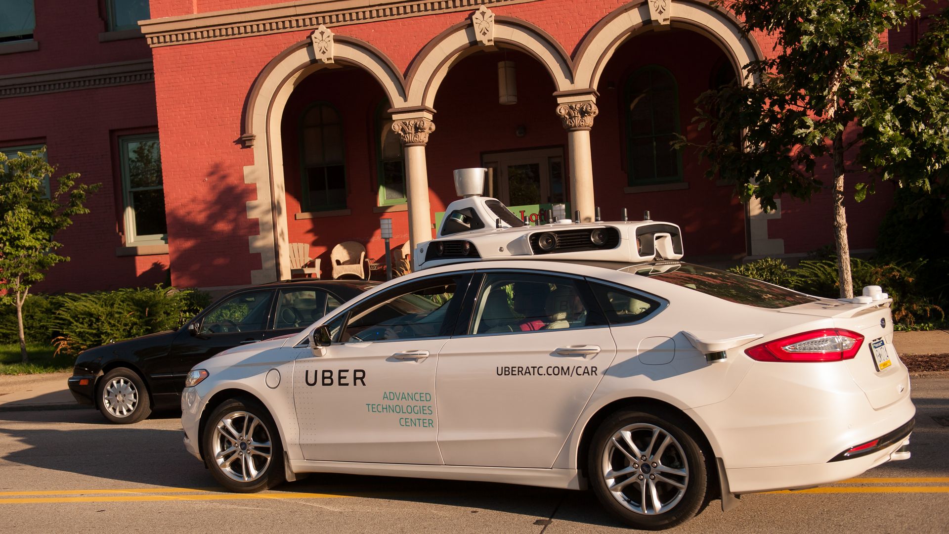 Self-driving Uber on the street in Pittsburgh
