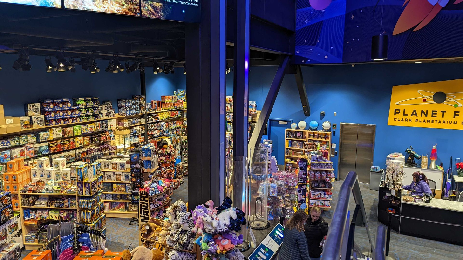 A gift shop at a planetarium.