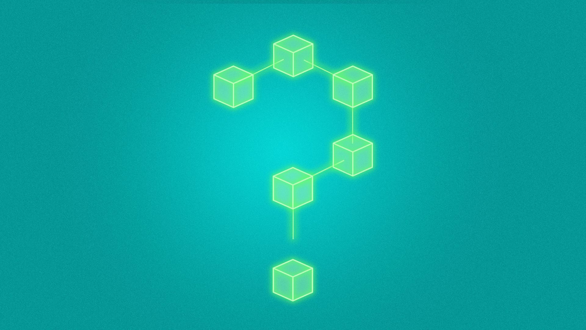 Illustration of a blockchain forming a question mark.