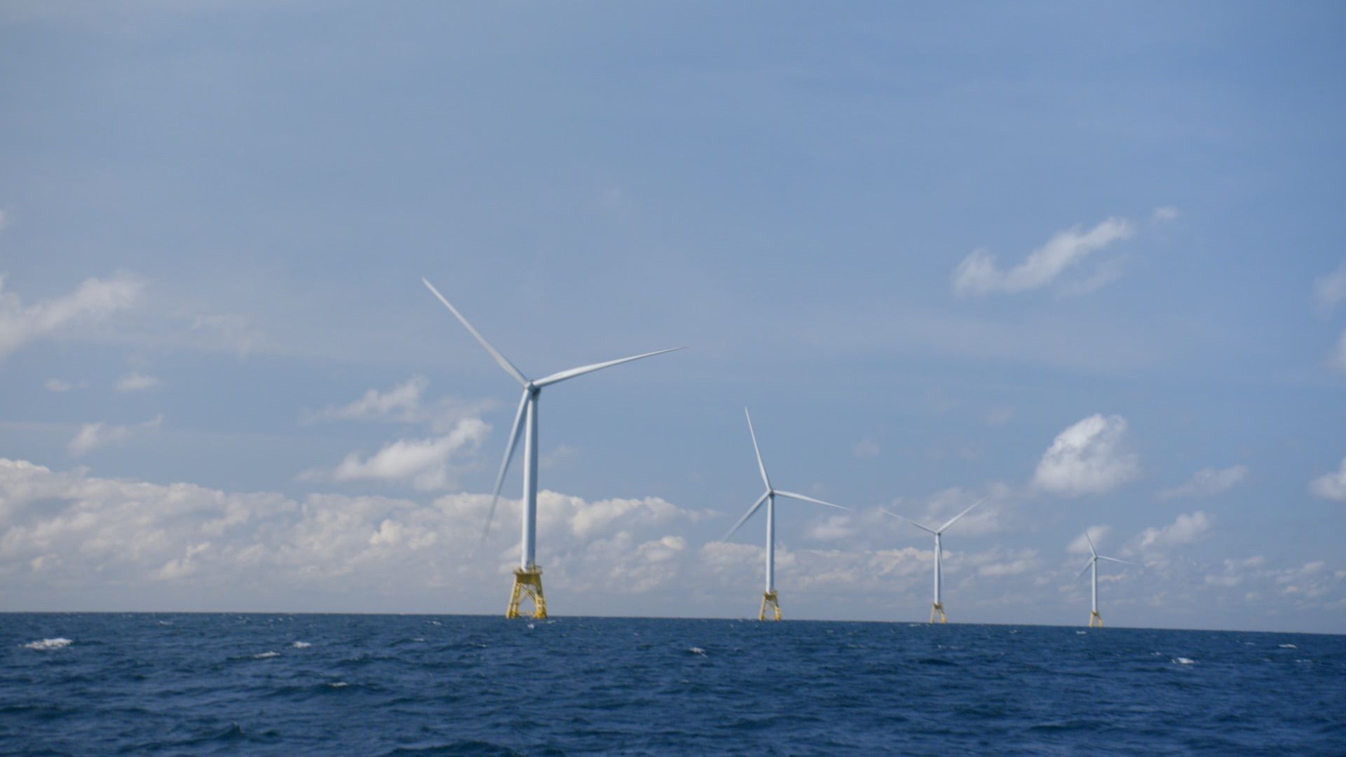 Still frame of offshore wind farm footage from Axios on HBO.