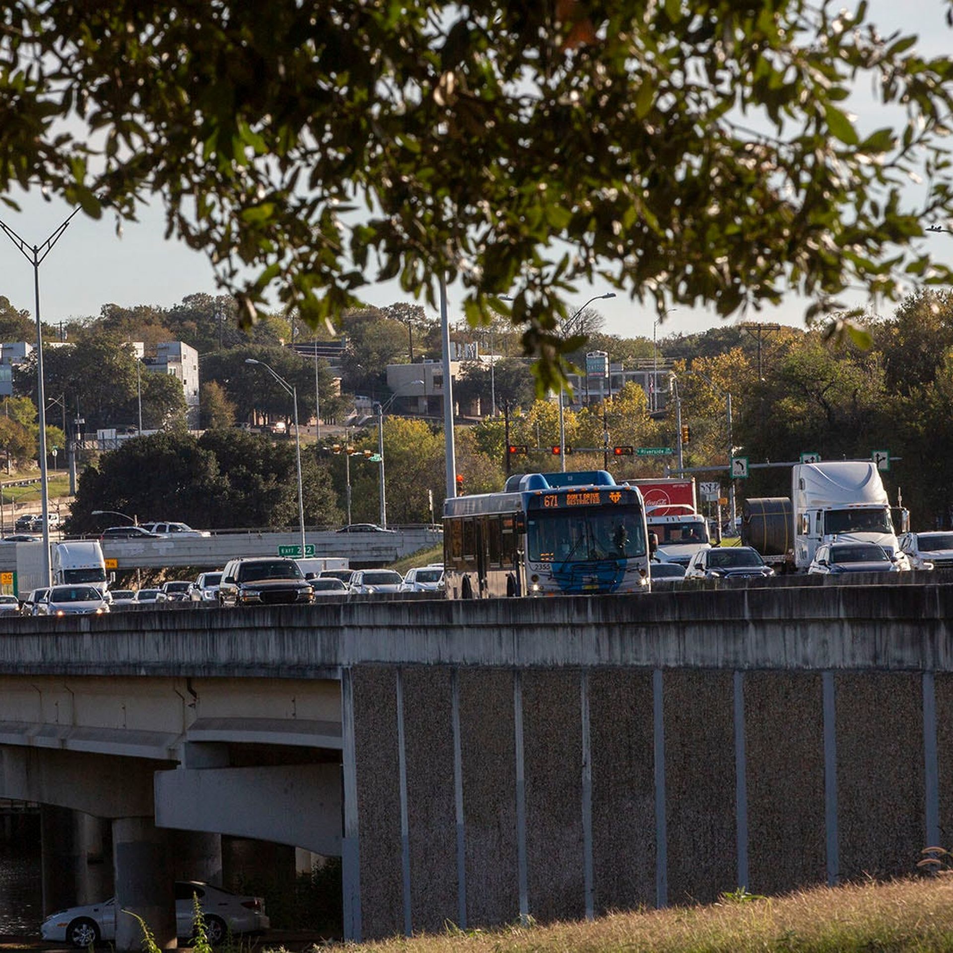 Traffic on I-35 in downtown Austin.