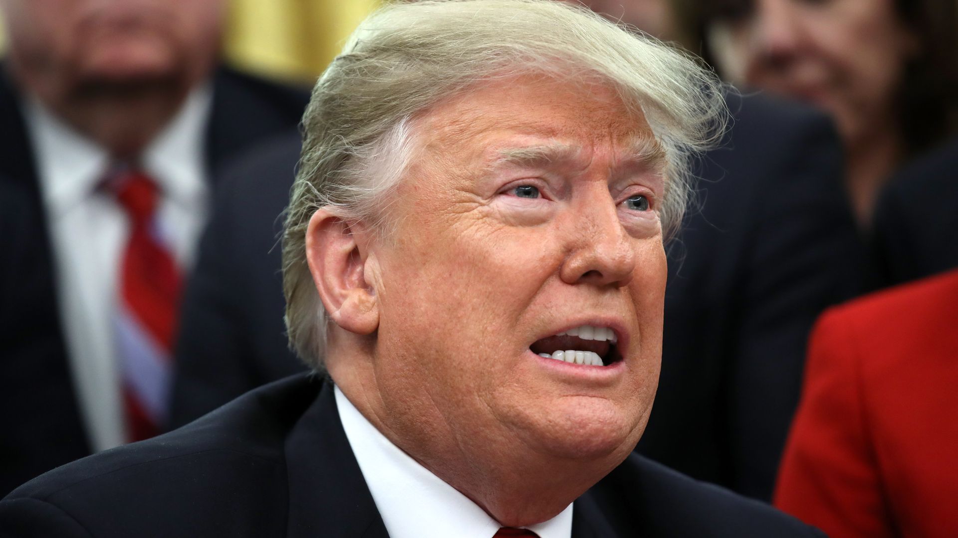 President Donald Trump speaks during the signing of the Criminal Justice Reform Bill in the Oval Office 