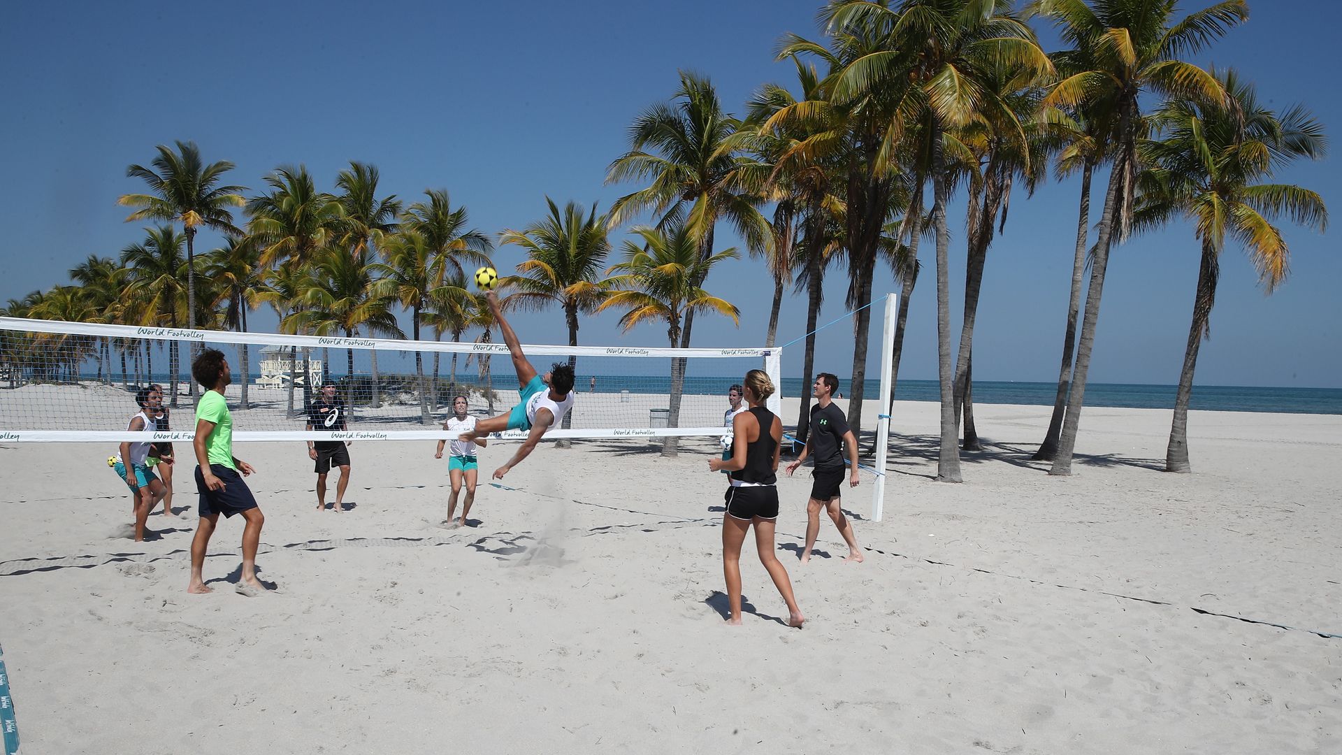 Beach football at Crandon Beach on March 22, 2017 in Key Biscayne, Florida.
