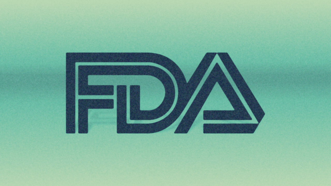 Animated illustration of the FDA logo falling backwards and shattering.