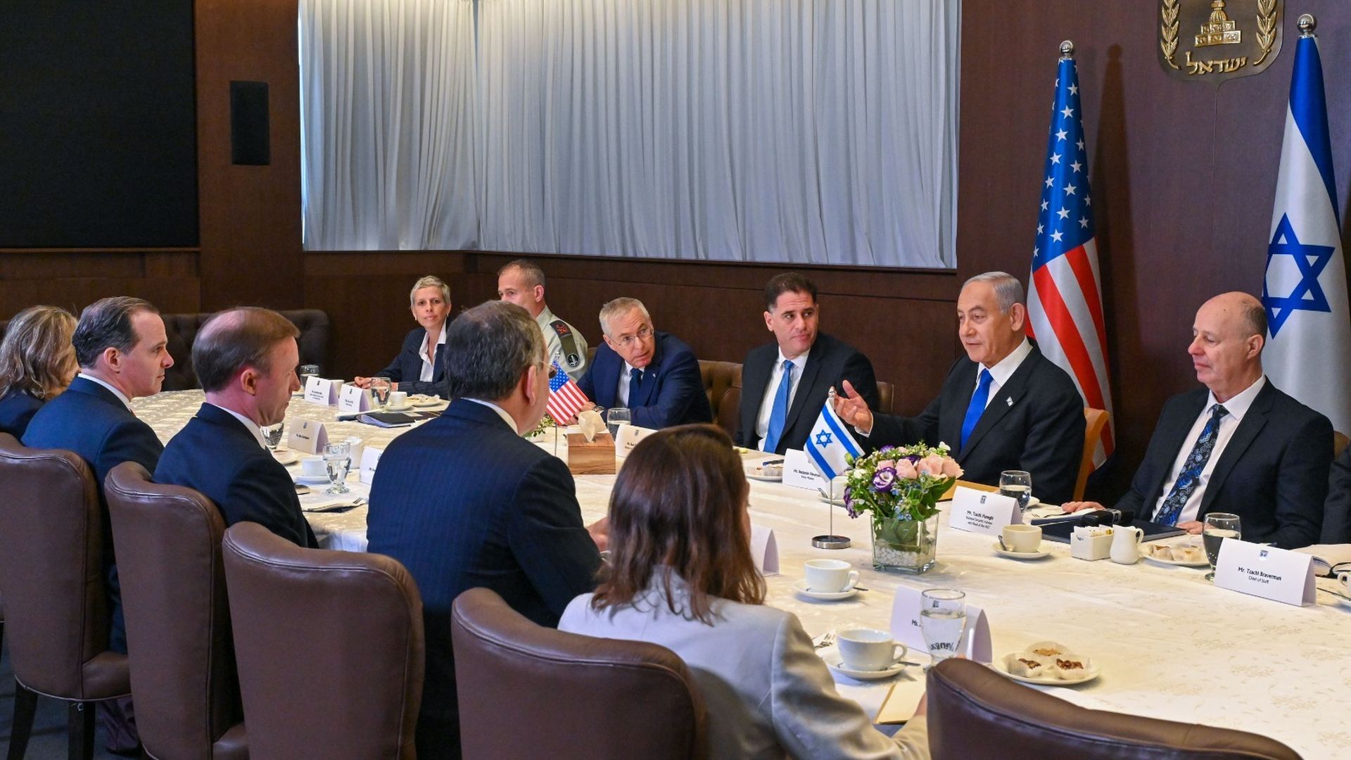Sullivan meets with Israeli Prime Minister Benjamin Netanyahu (2nd R) in Jerusalem on January 19, 2023.