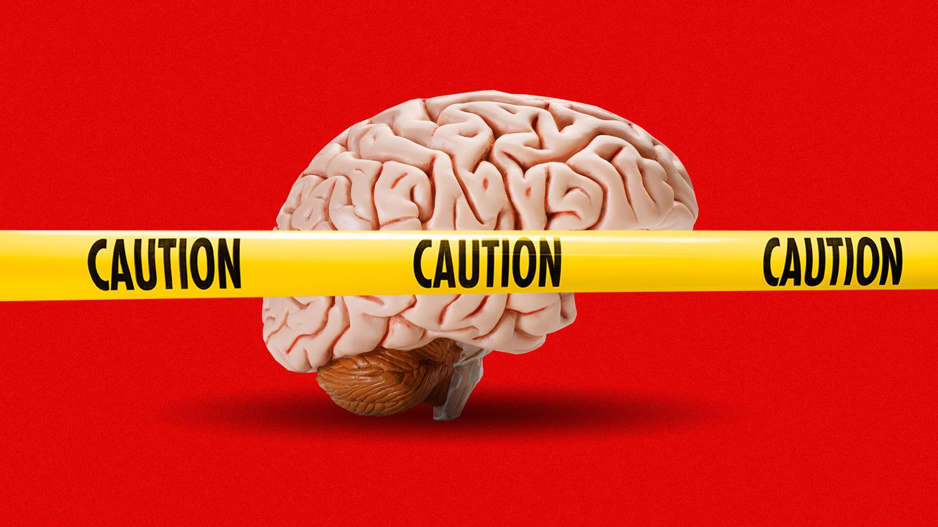 Illustration of a brain behind caution tape