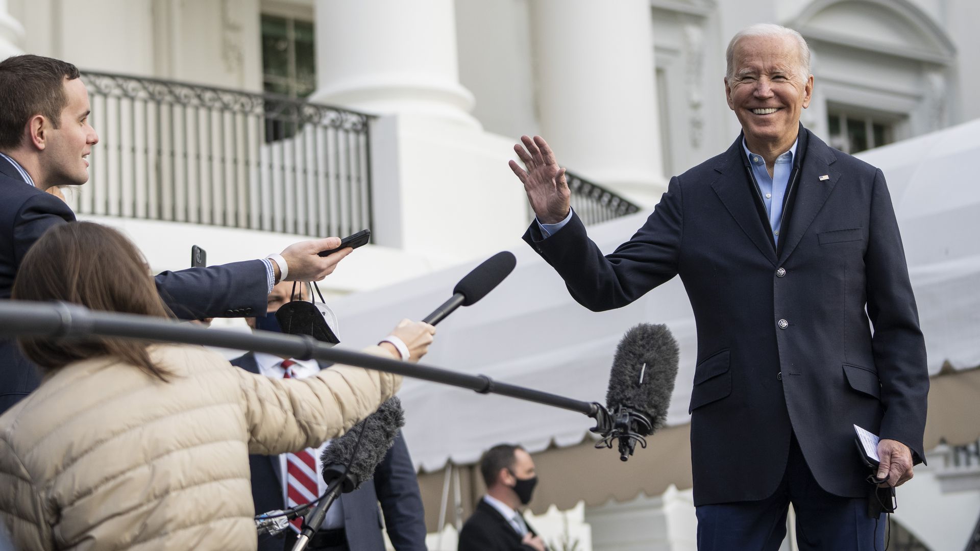 President Biden spars with reporters as he walks to Marine One on the South Lawn on Wednesday.