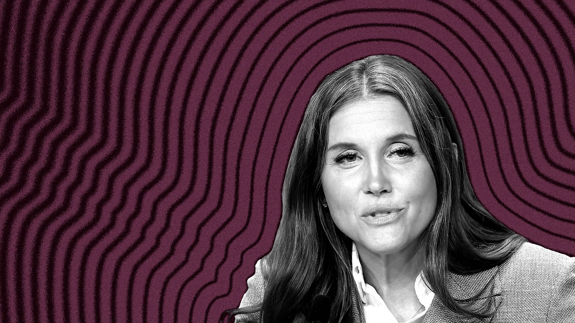 Photo illustration of Erin Mendenhall with lines radiating from her. 