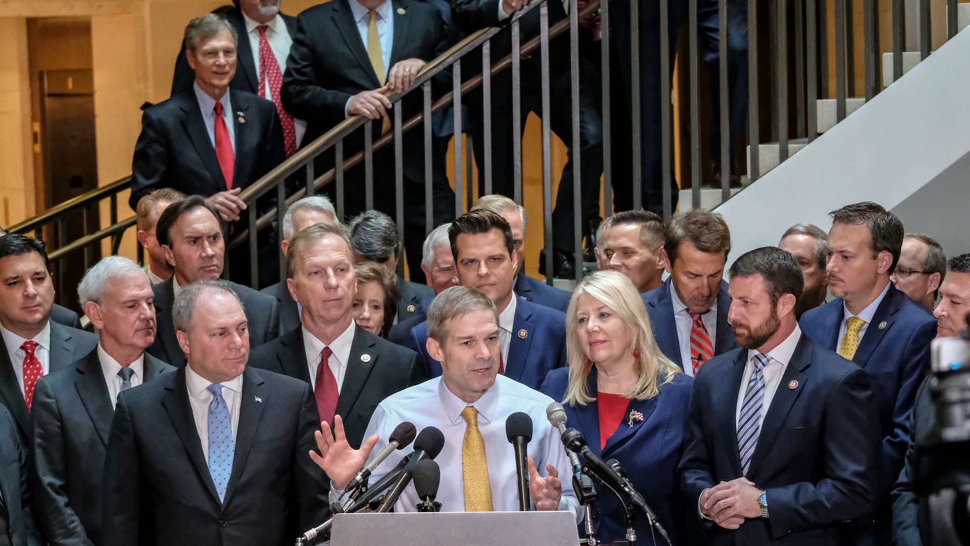 House Republicans storm closed impeachment hearing in protest - Axios