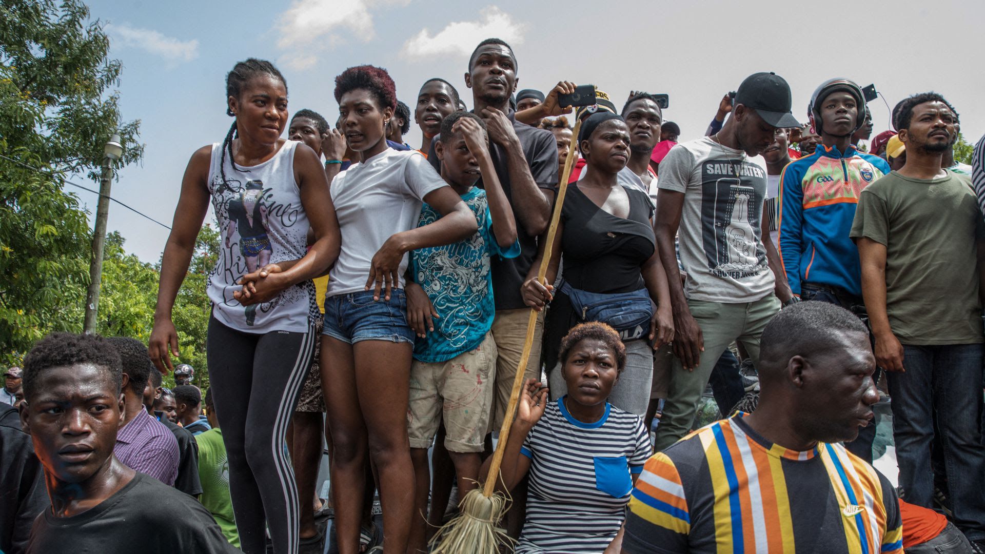 A crowd of people gathered in Haiti