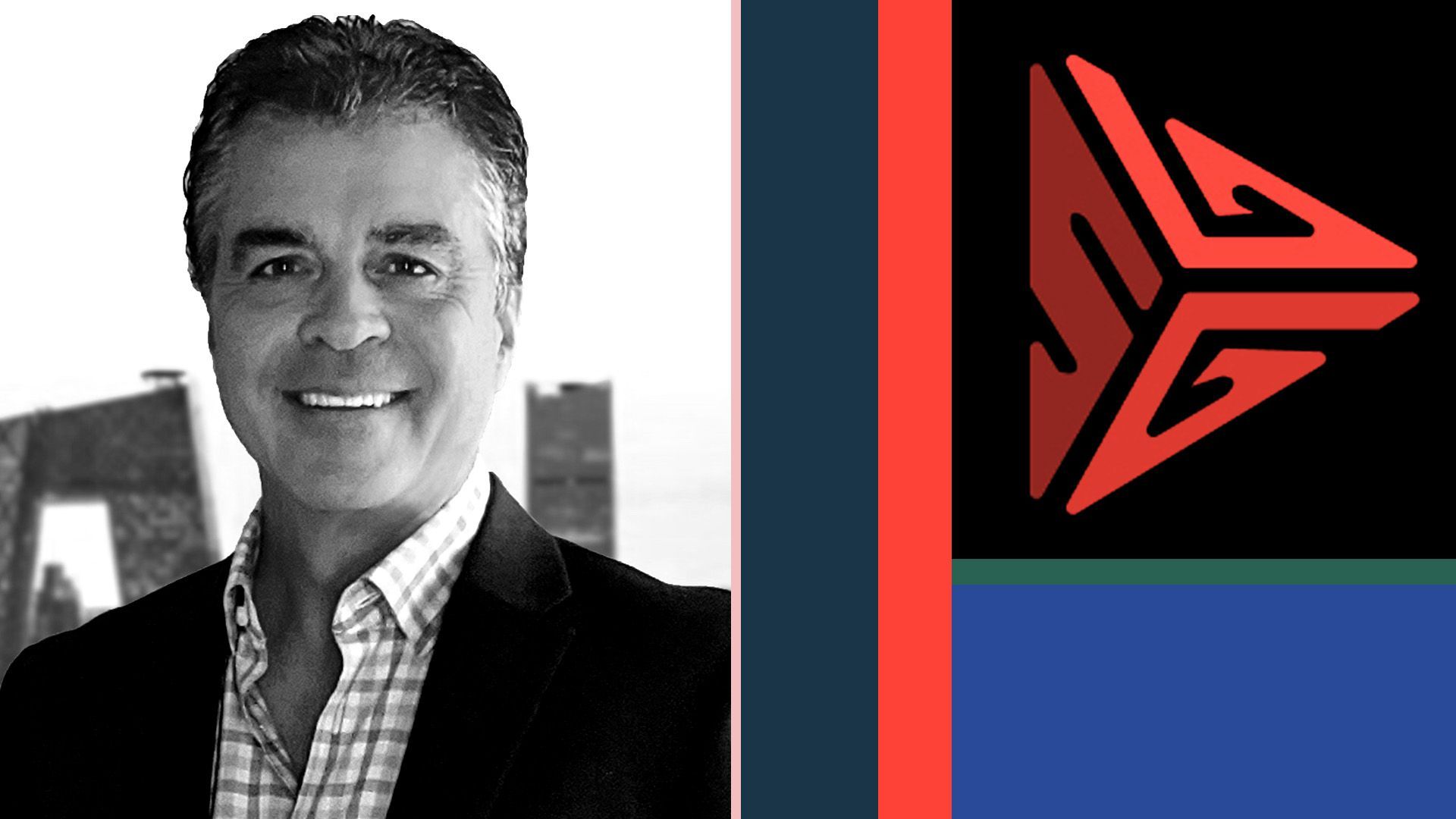 Photo illustration of Savvy Gaming Group head Brian Ward next to the company logo