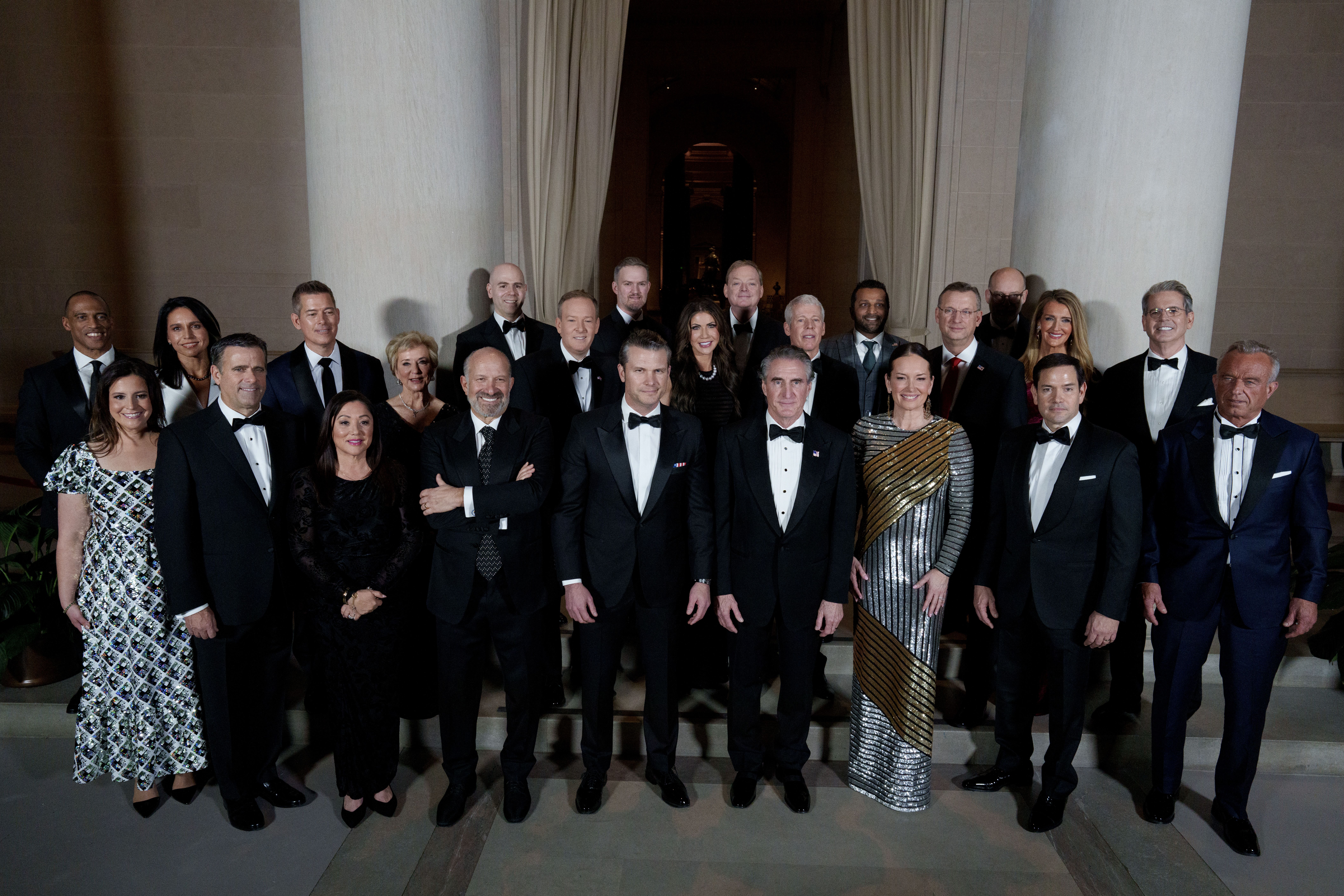 : Cabinet picks for U.S President-elect Donald Trump pose for a photo at the National Gallery of Art on January 18, 2025 in Washington, DC. The Trump-Vance Inauguration Committee organized the fundraising dinner to be held two days before former President Donald Trump's second inauguration. (Photo b
