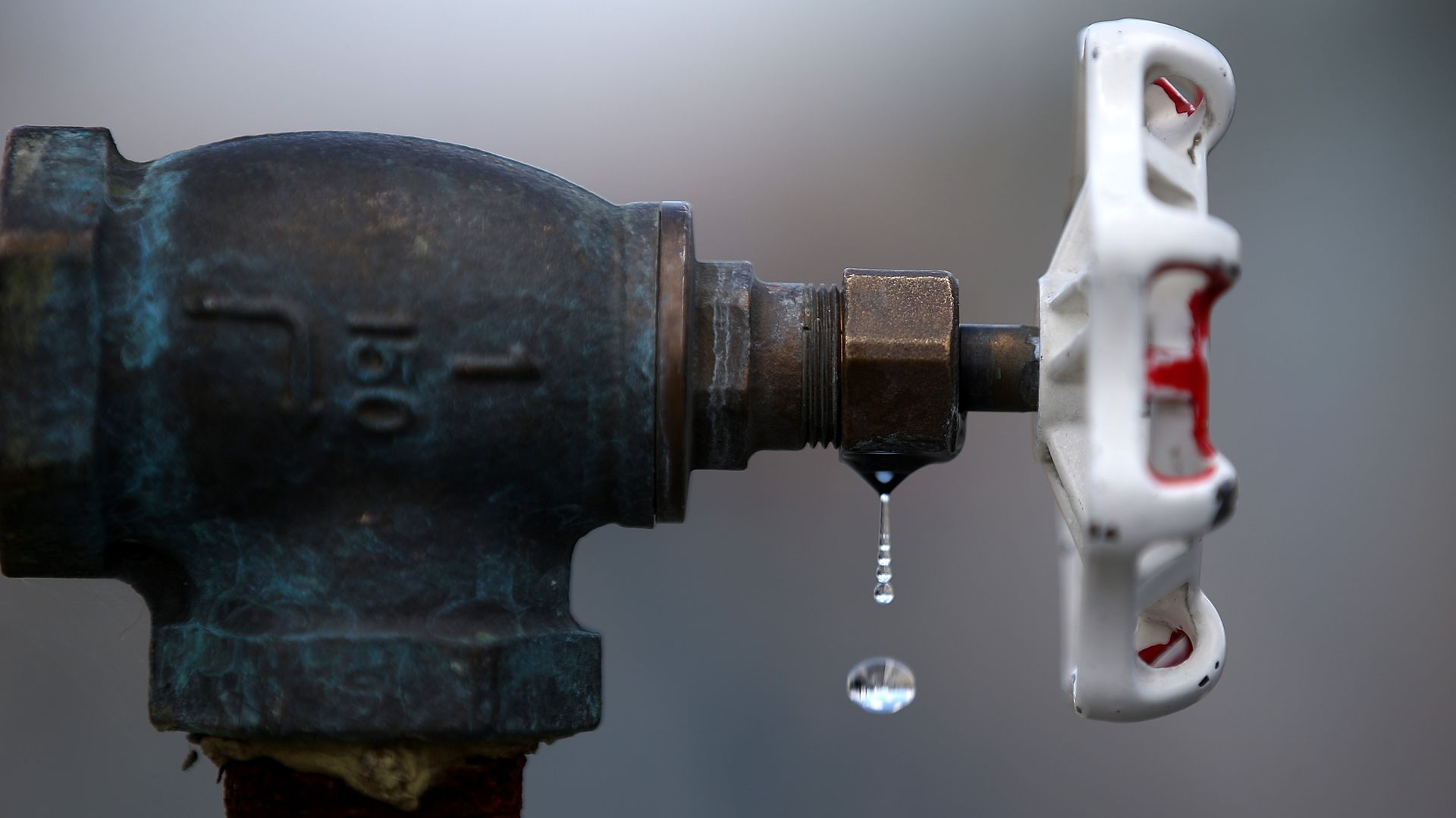 Water dropping from a faucet in Pleasanton, California, in April 2015. 