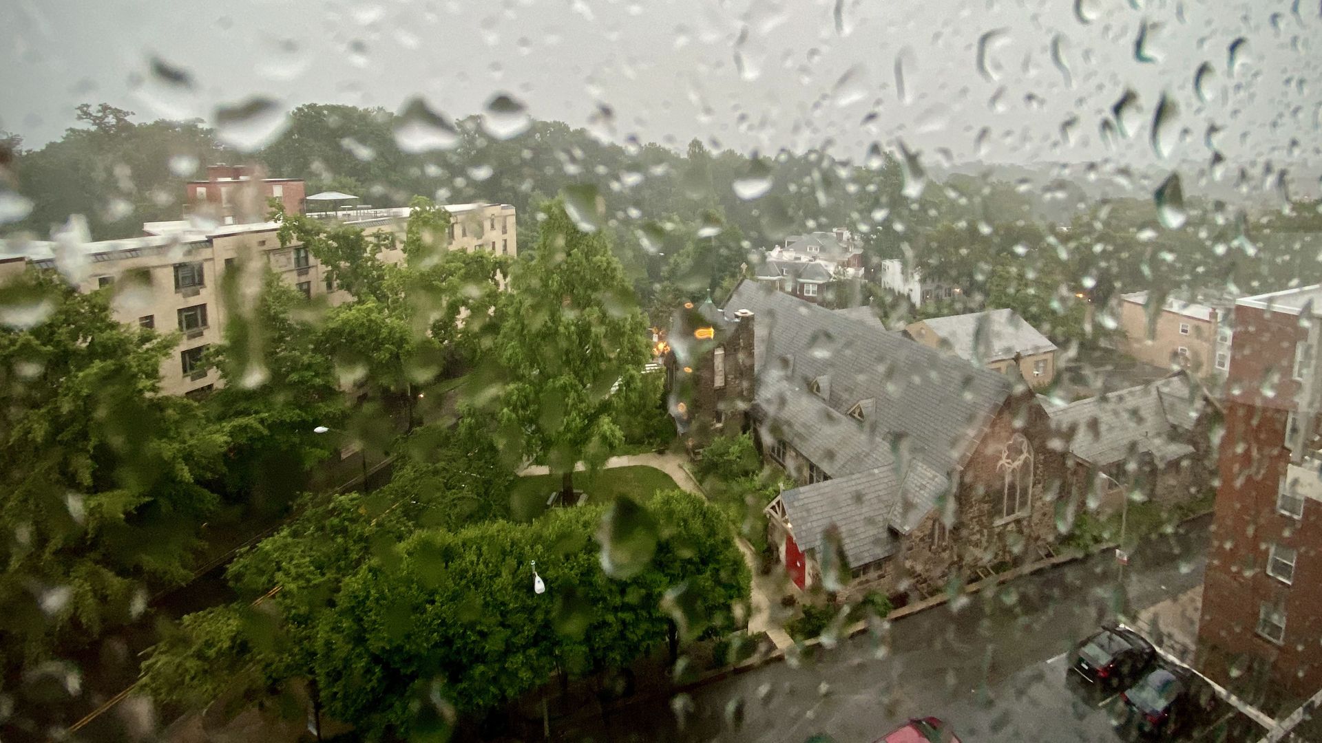 Tropical storm Isaias, as seen from Woodley Park. Photo: Eric Baradat/AFP via Getty Images.
