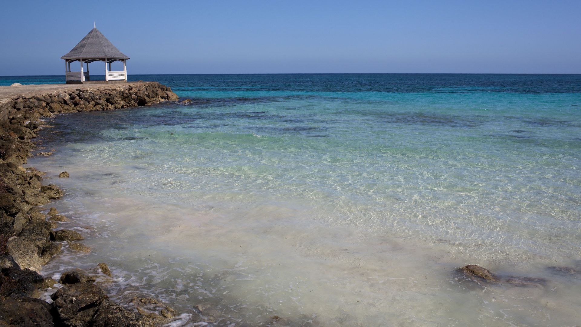 A gazebo on a beach in Jamaica.
