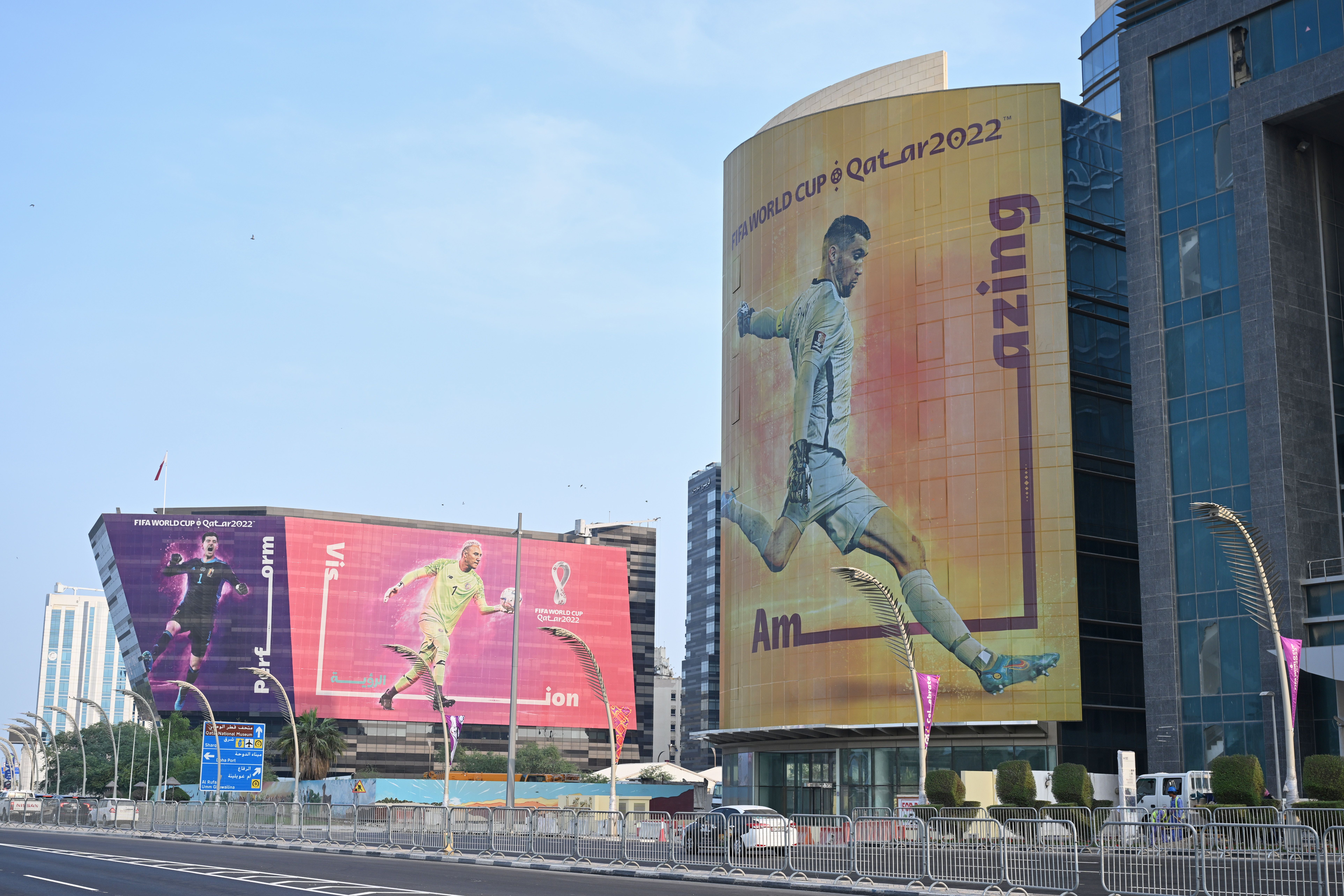 Soccer player posters in Doha