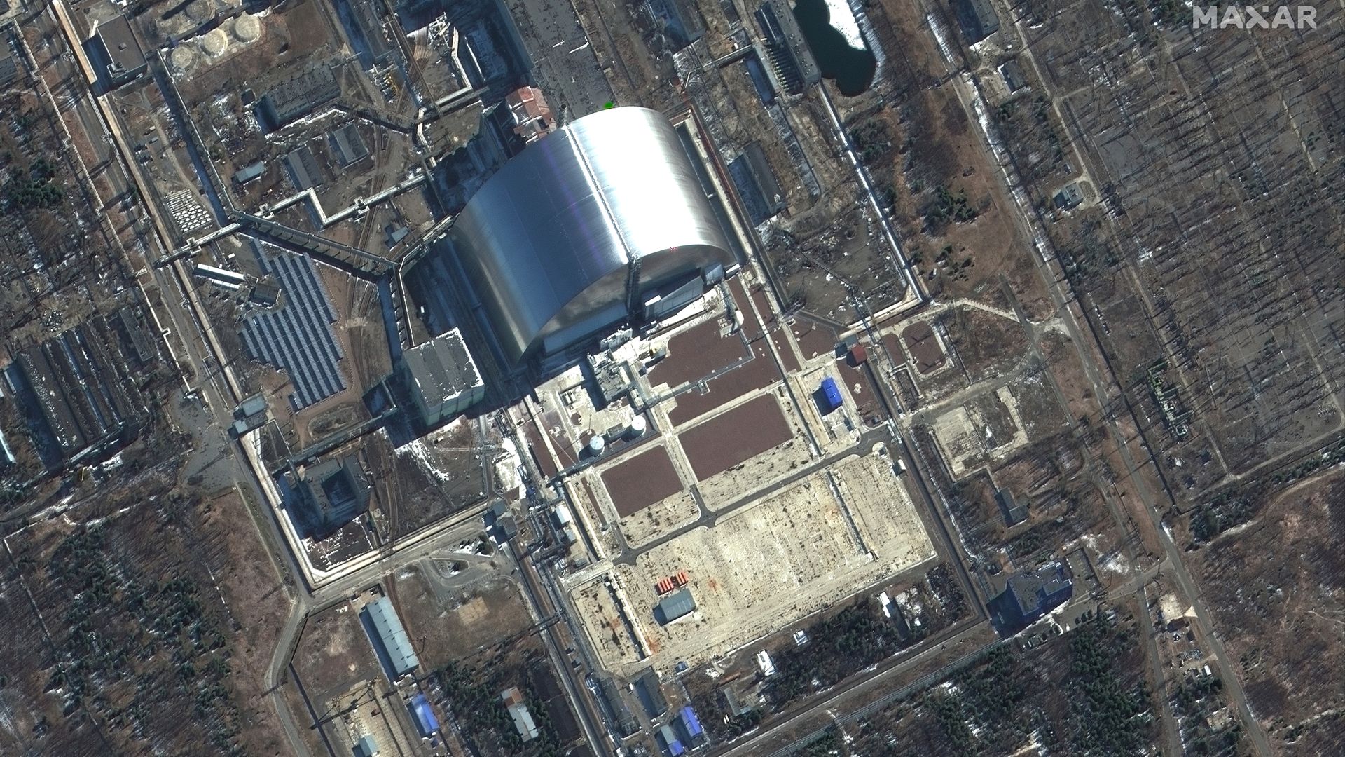 A satellite image captured on March 10 showing the Chernobyl Nuclear Power Plant in Ukraine.