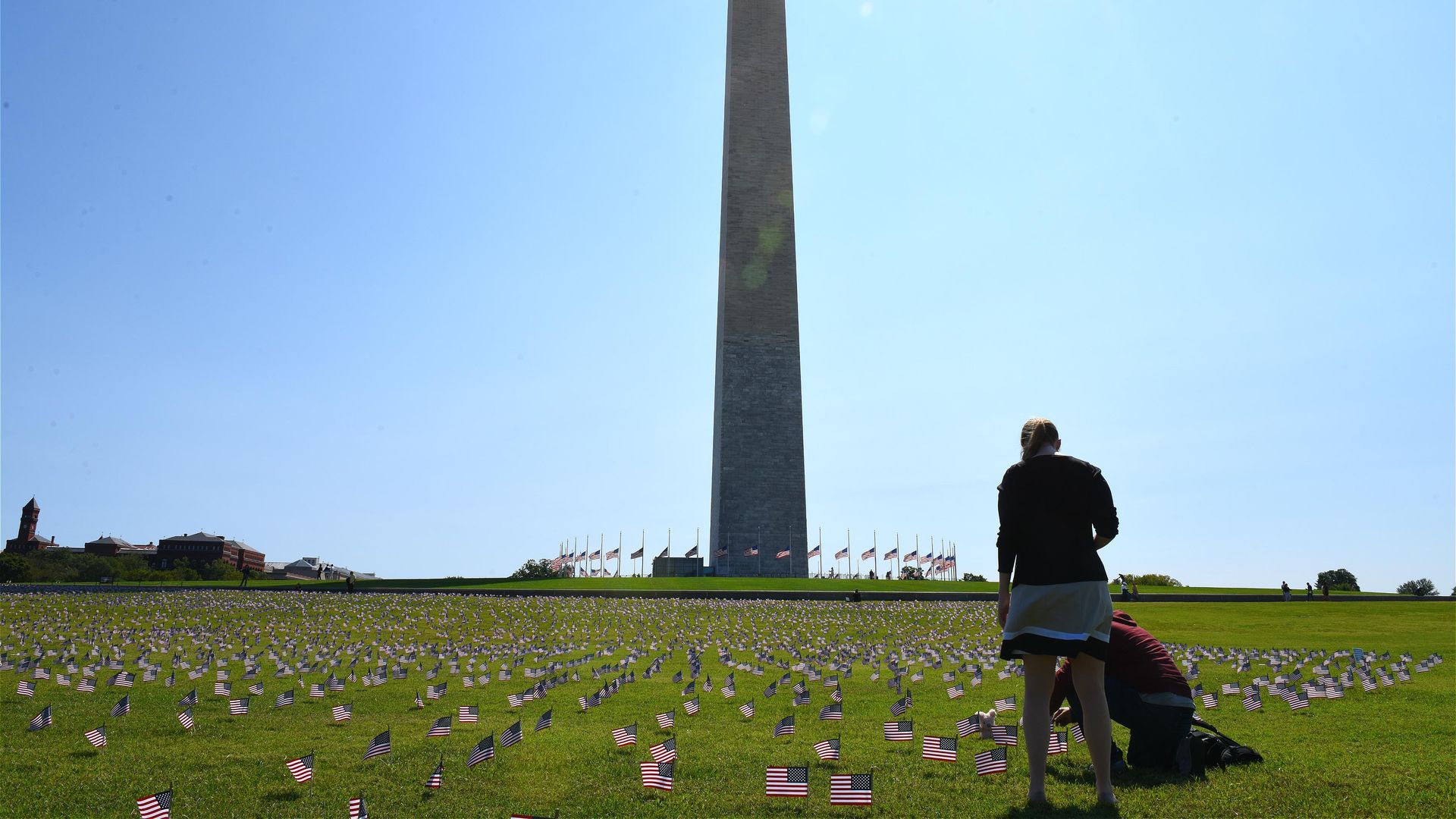 Flags on the Washington National Mall, each representing 1,000 people killed from the virus.