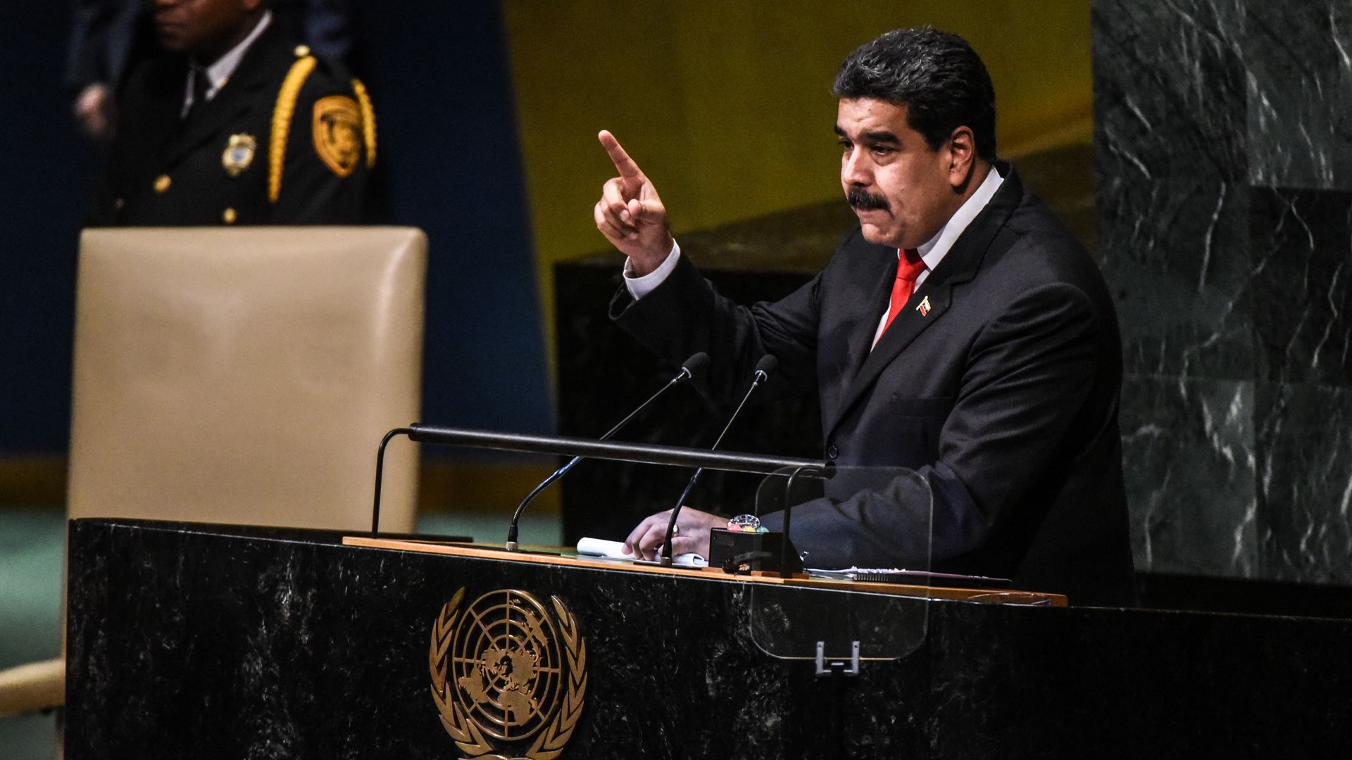 Nicolás Maduro, President of Venezuela delivers a speech at the United Nations during the General Assembly on September 26, 2018 in New York City. 