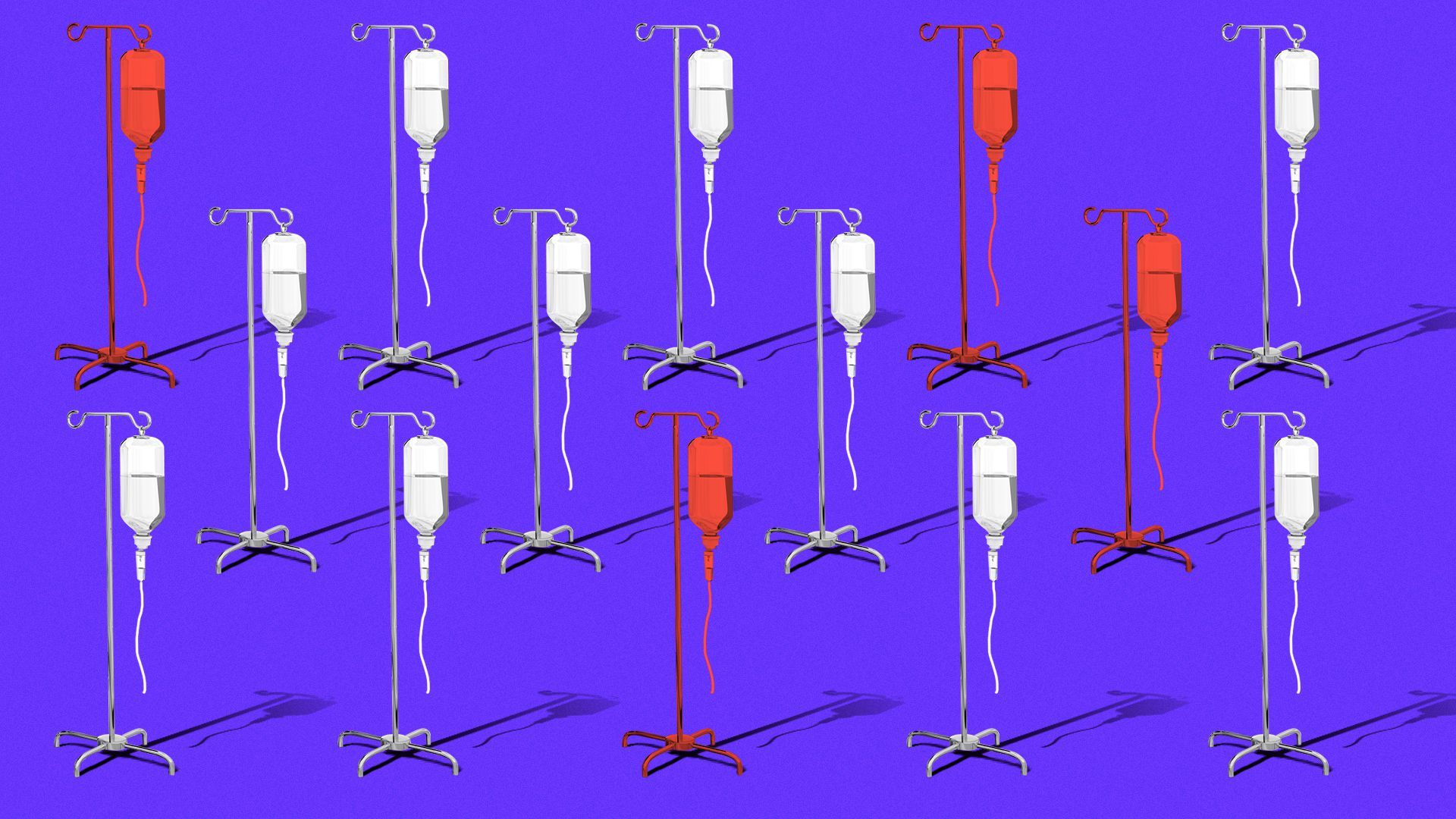 Illustration of a repeating pattern of IV drips with random ones highlighted.