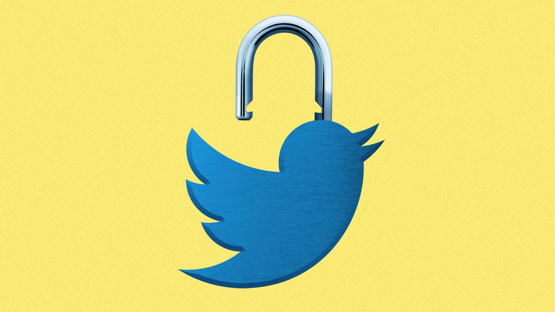 Illustration of the twitter bird logo as an open padlock