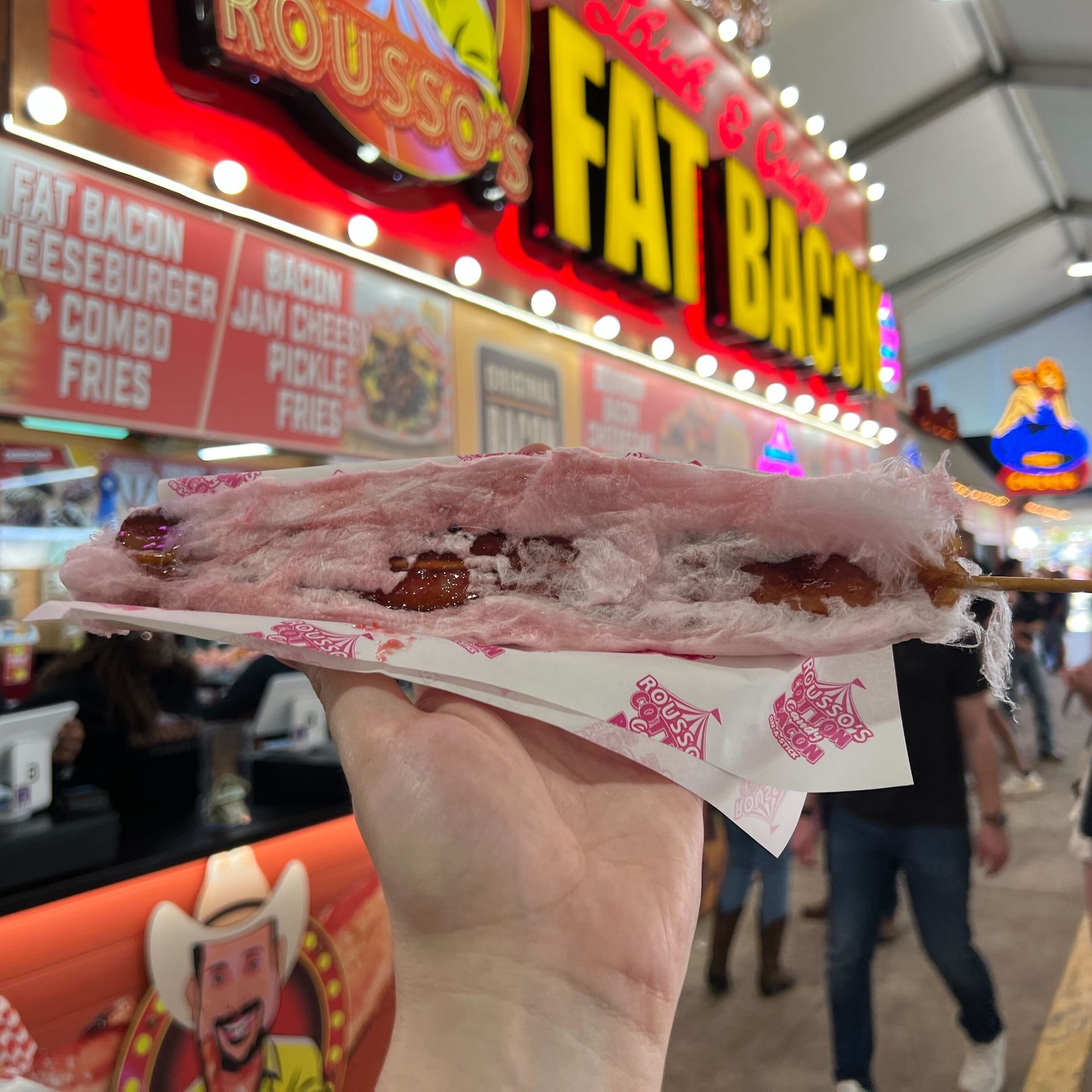 Trying the cotton candy bacon at Rodeo Houston - Axios Houston
