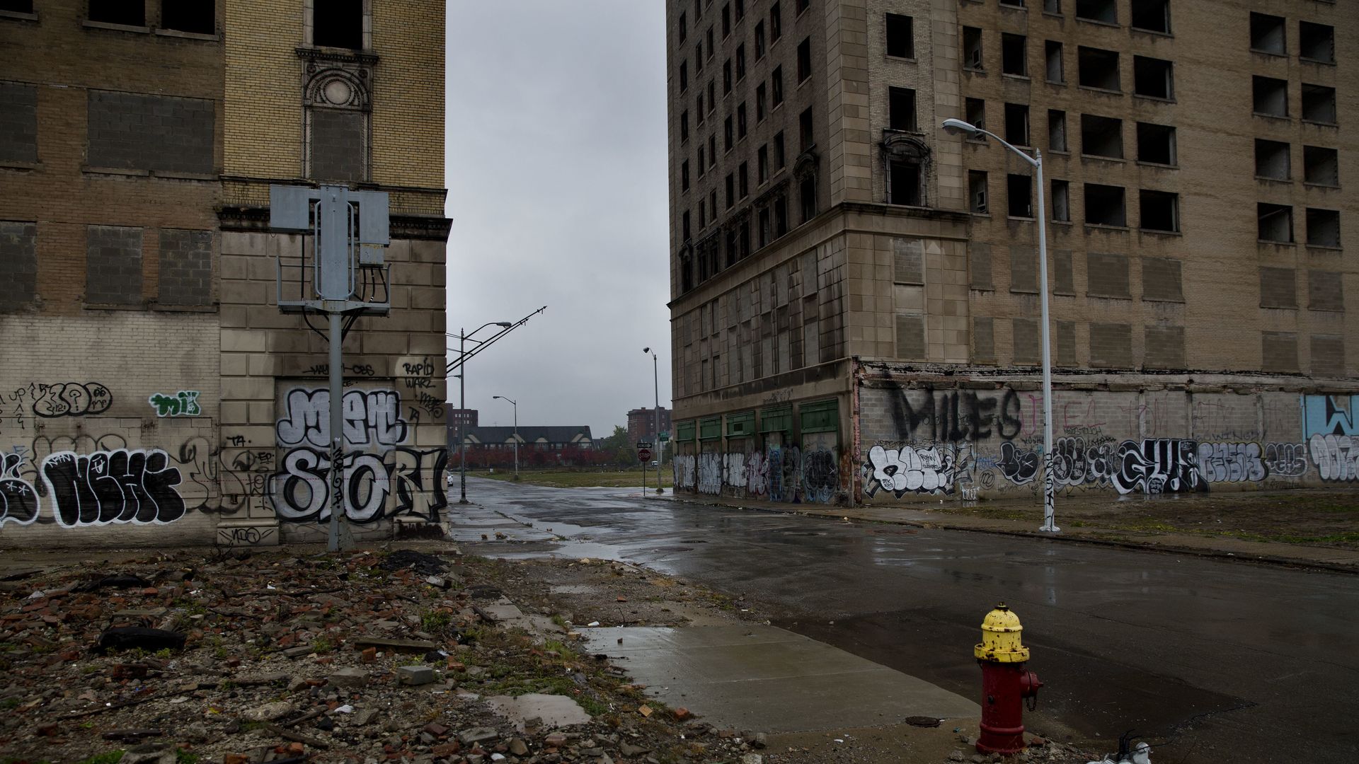 Abandoned buildings in Detroit.