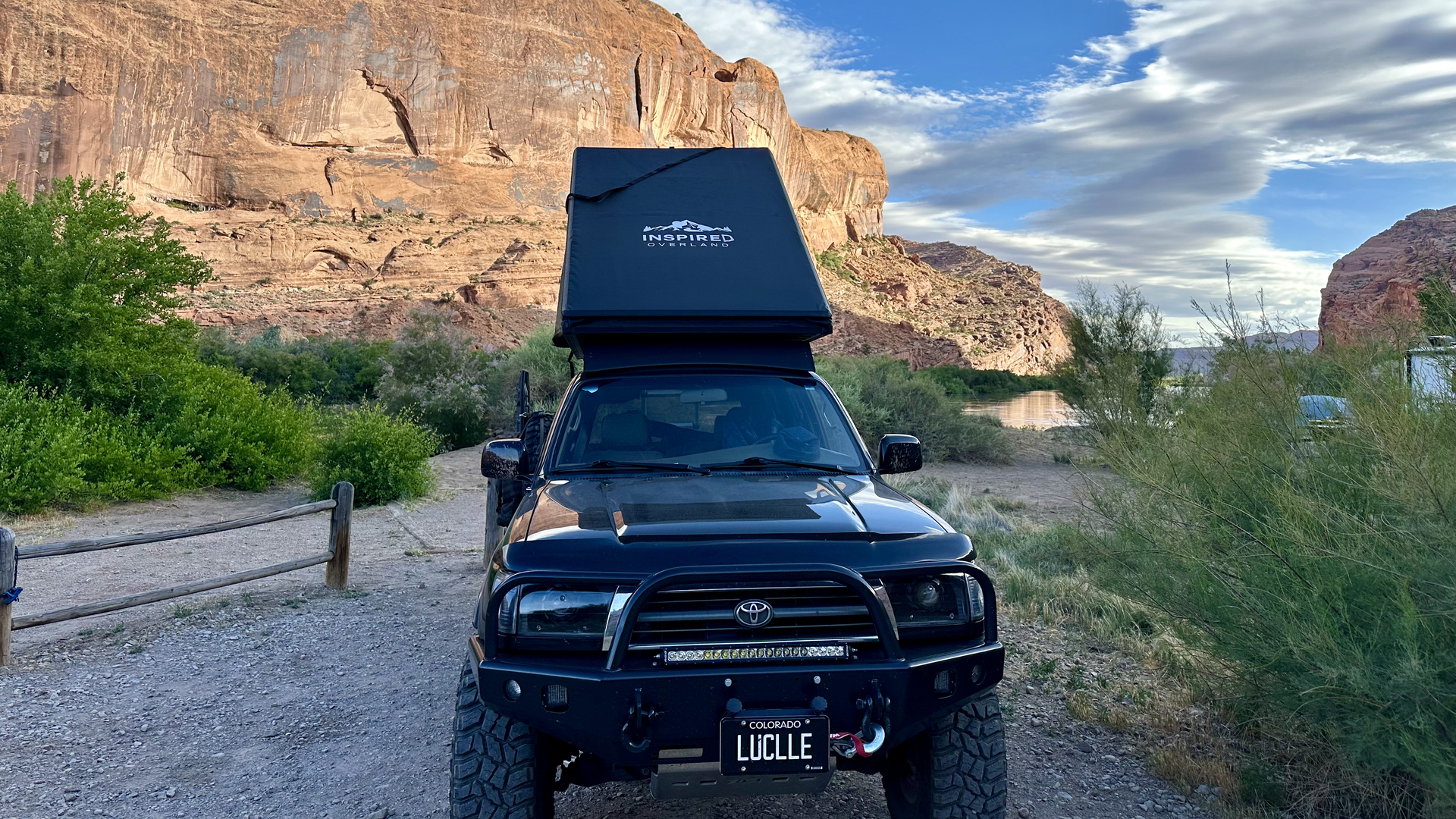 An Inspired Overland rooftop tent in Moab, Utah. Photo: John Frank/Axios