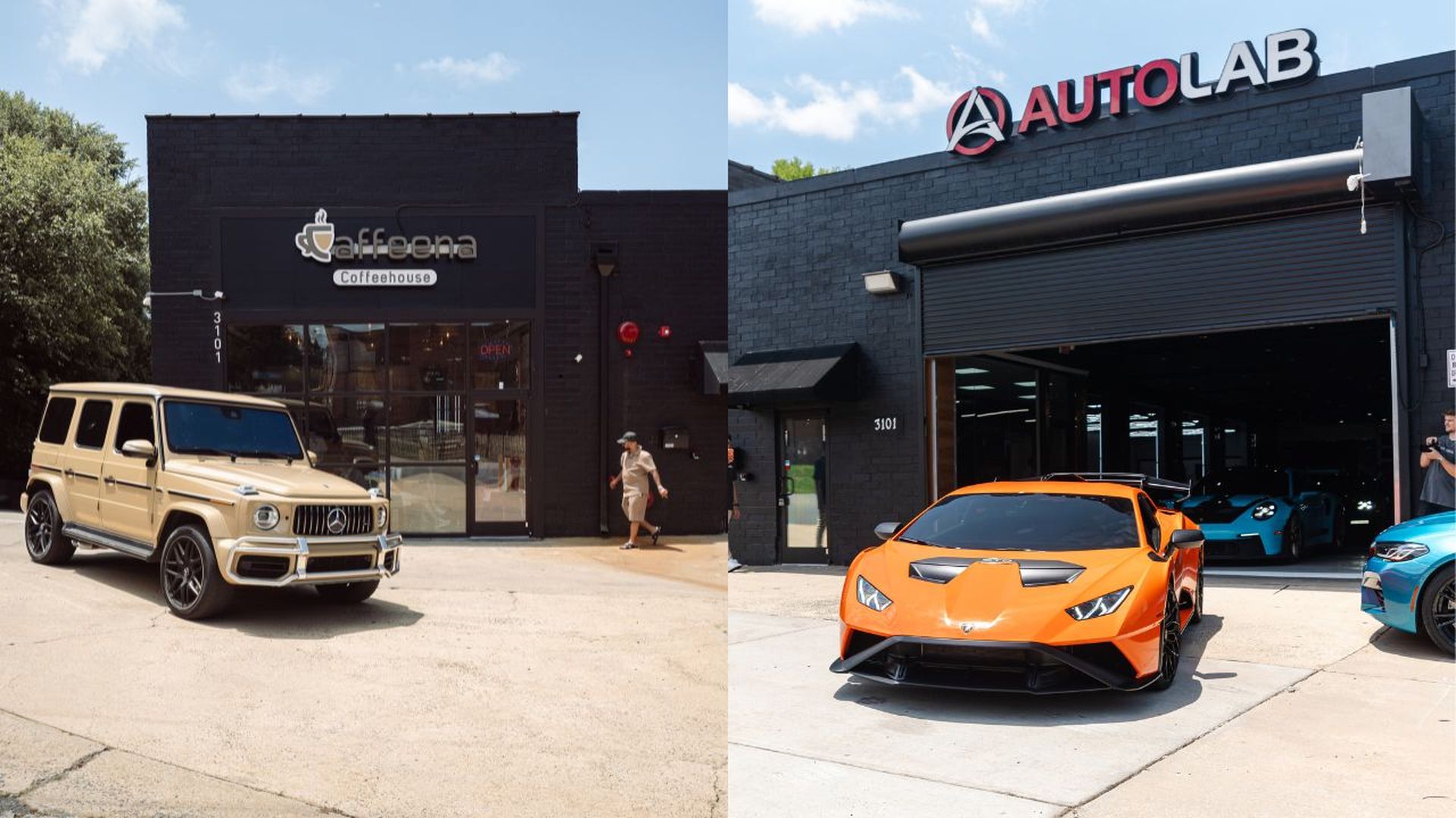 Caffeena Coffeehouse is a new Yemeni coffee shop in Charlotte connected to an Auto Lab that features exotic and luxury cars in South End. 