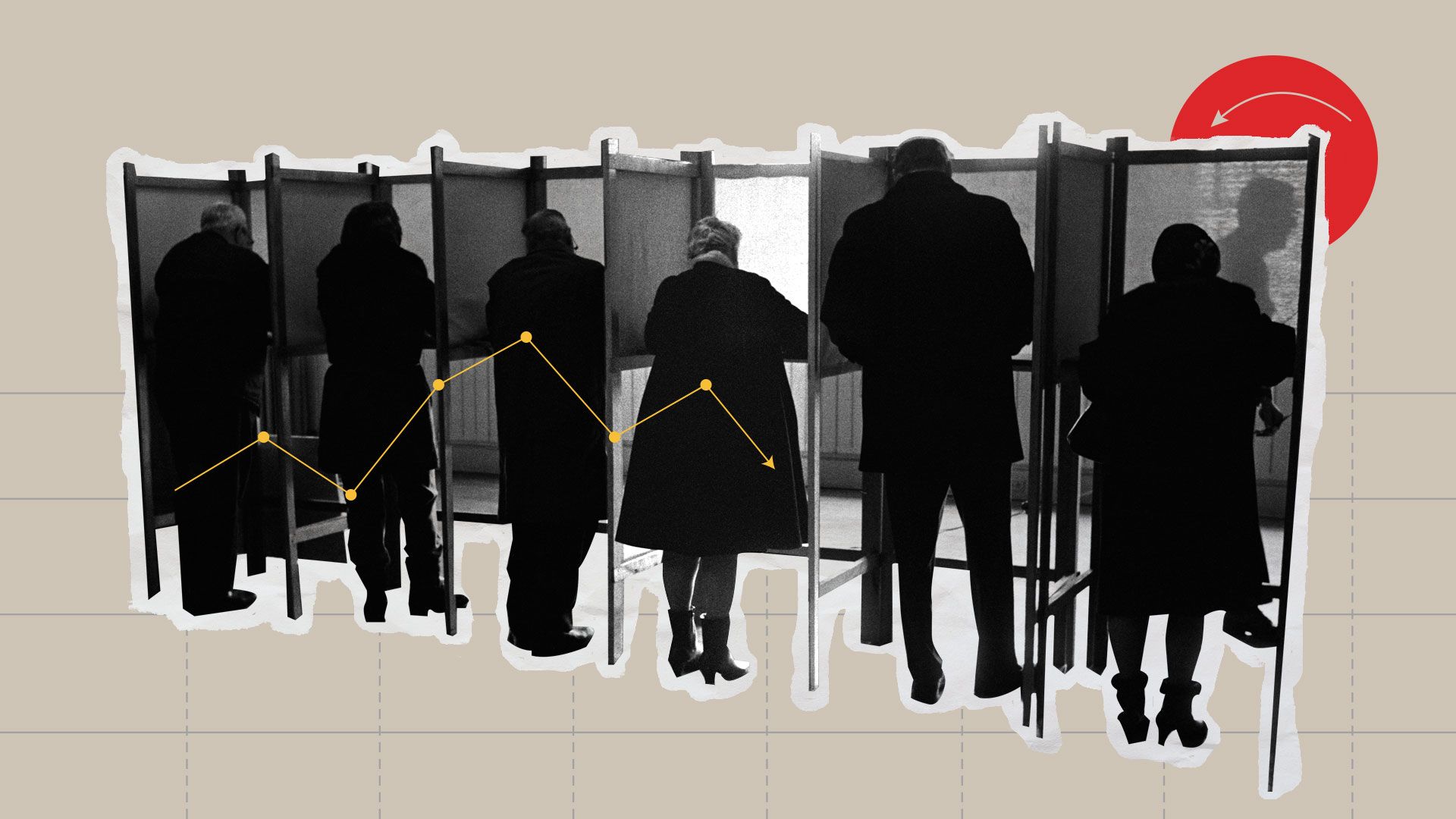 Illustrated collage of archival photography and data visualization elements.