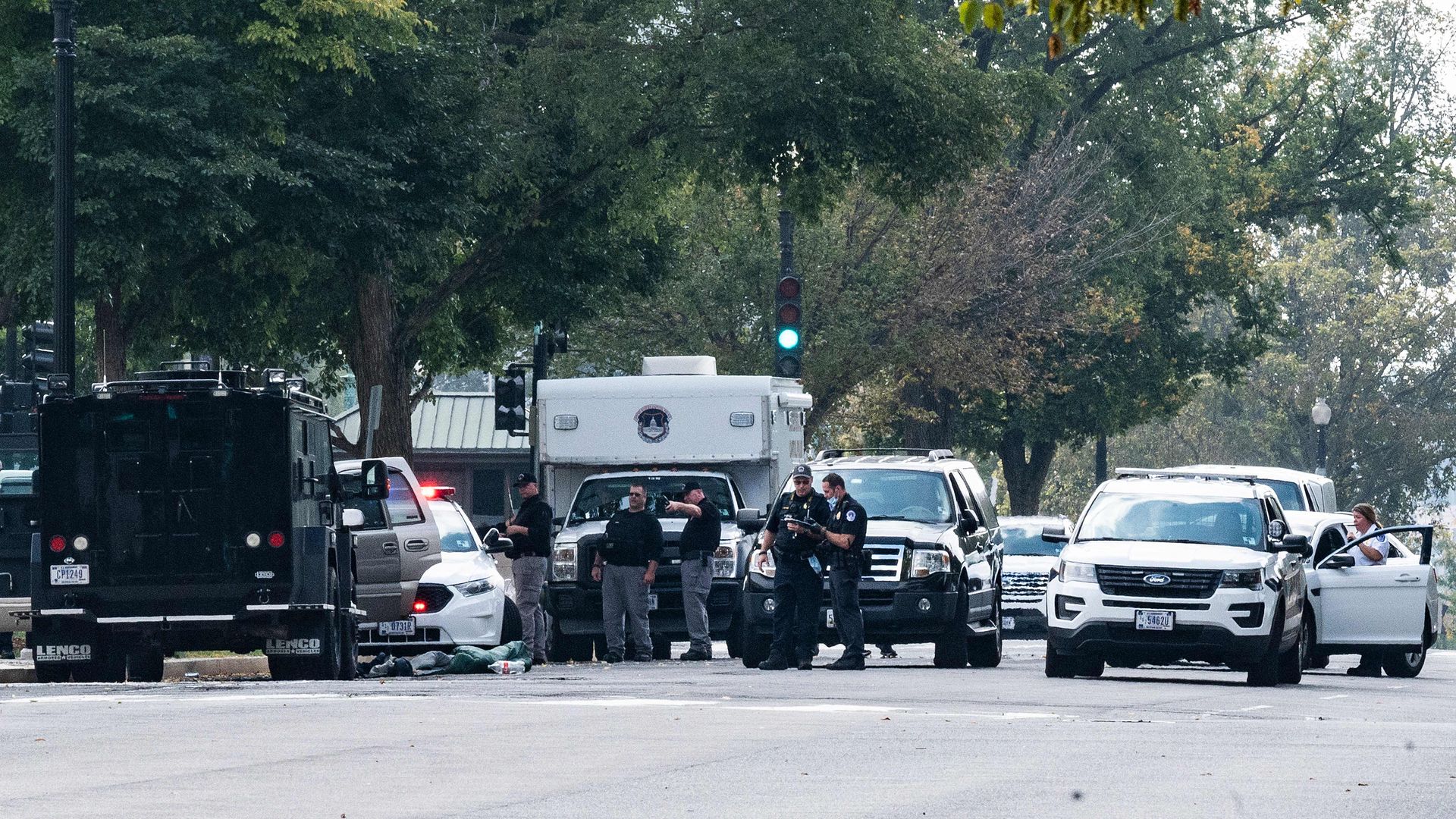 U.S. Capitol Police inspect a suspicious vehicle after it was parked outside Supreme Court Building in Washington, D.C. on Tuesday.